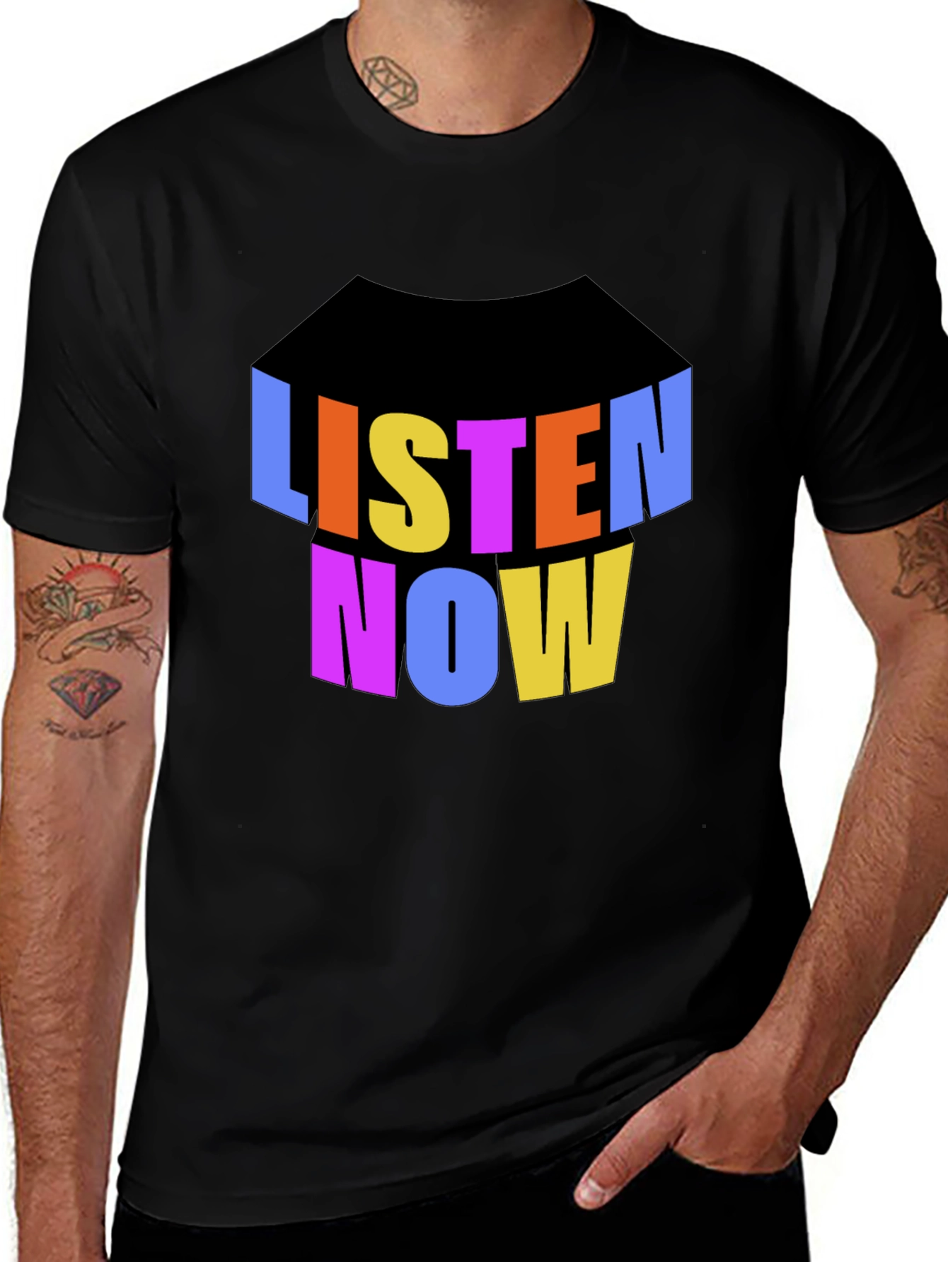 Variant 4 of Listen Now Graphic Tee - Bold Statement Shirt