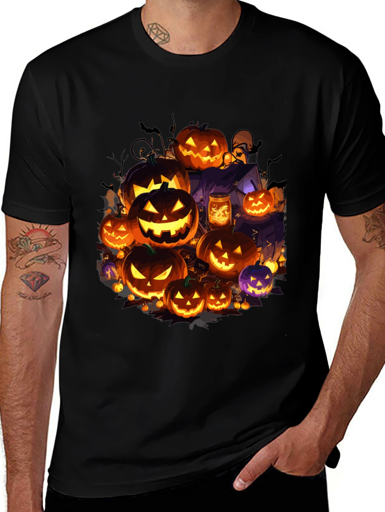 Halloween Pumpkin Patch Graphic Tee - Spooky Season