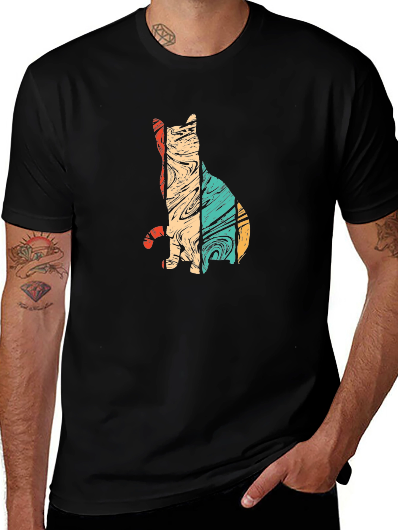 Variant 18 of Retro Cat Silhouette Graphic Tee