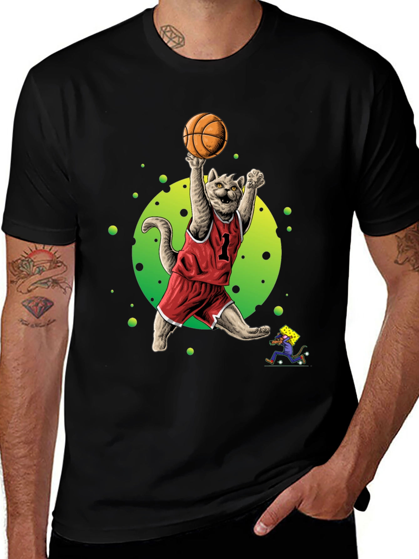 Variant 10 of Cat Basketball Graphic Tee - Funny Sport Shirt