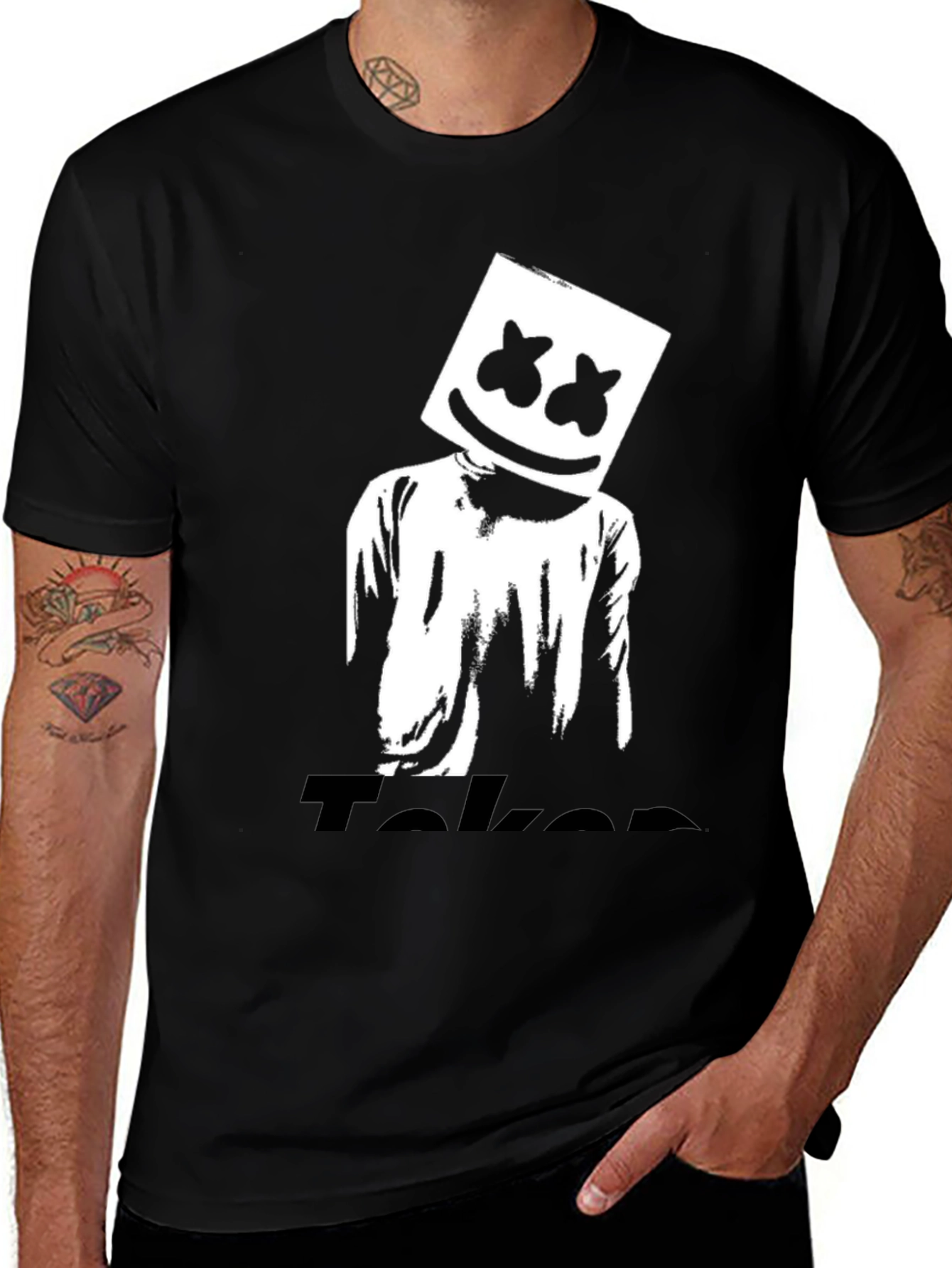 Variant 9 of Marshmello Graphic Tee - Black Cotton Blend T-Shirt