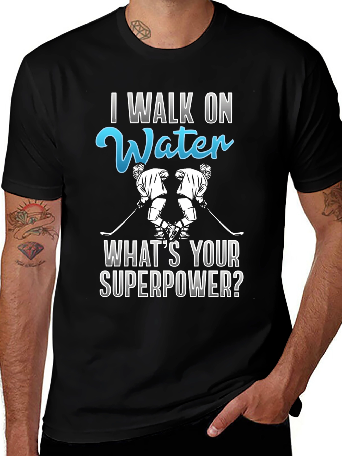 Variant 6 of I Walk On Water Hockey T-Shirt Funny Superpower Tee