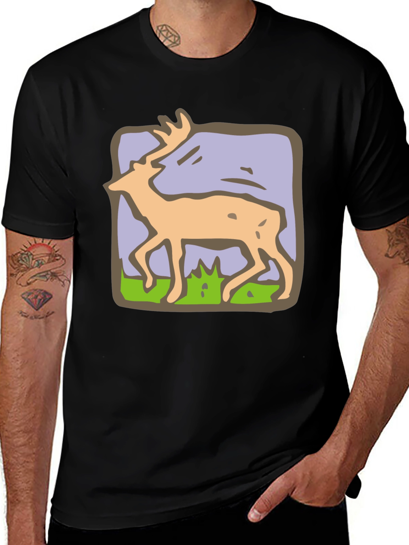 Variant 3 of Deer Graphic Tee - Black