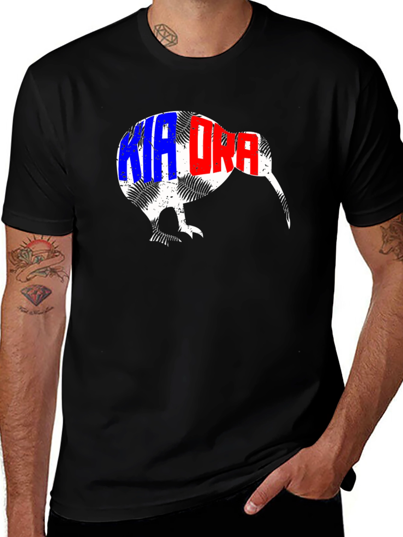 Variant 22 of Kia Ora Kiwi Bird Black T-Shirt