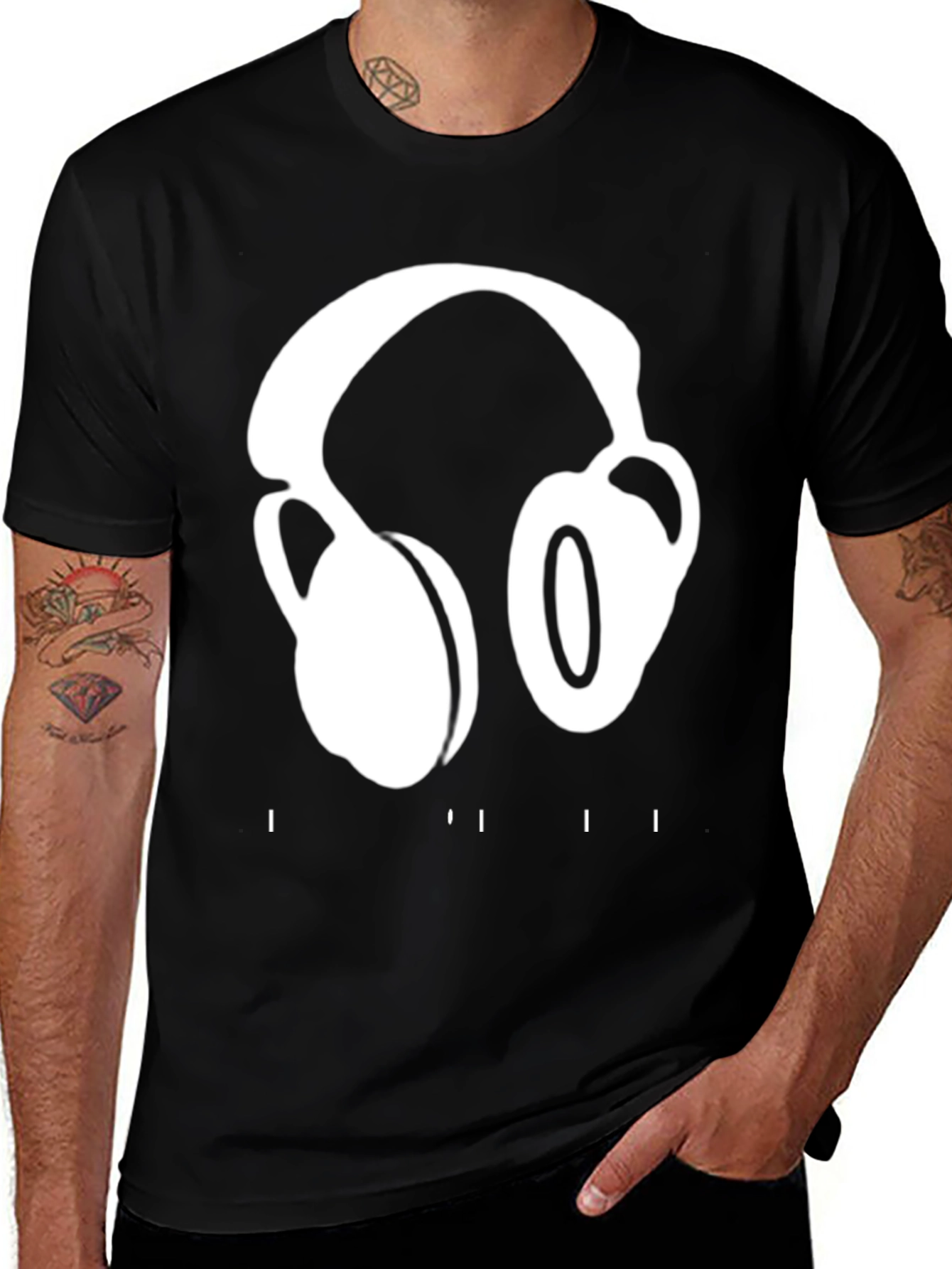 Headphones Graphic T-Shirt - Black