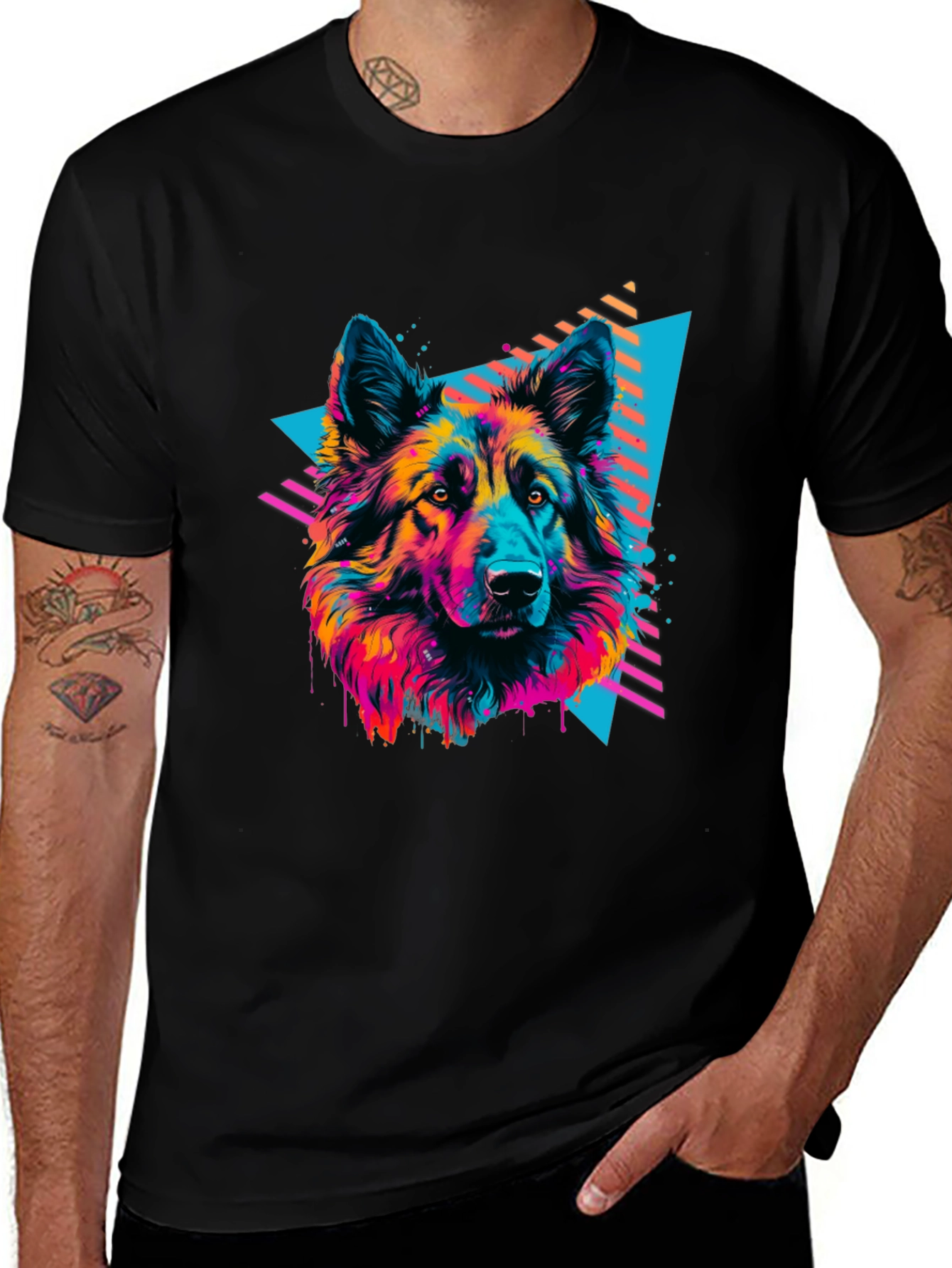 Variant 12 of Neon Wolf Graphic Tee - Retro Style