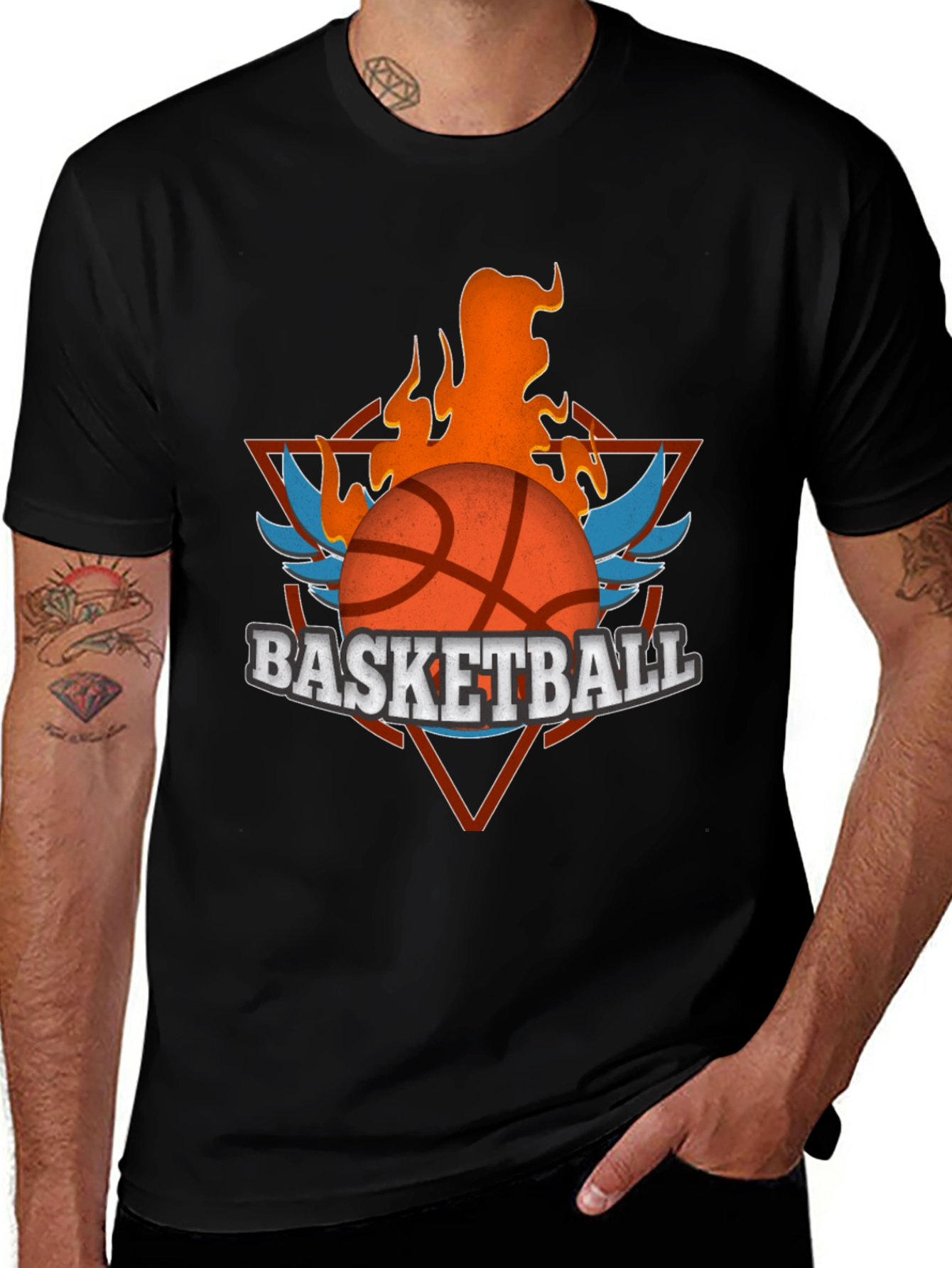 Variant 13 of Flaming Basketball Graphic Tee - Black
