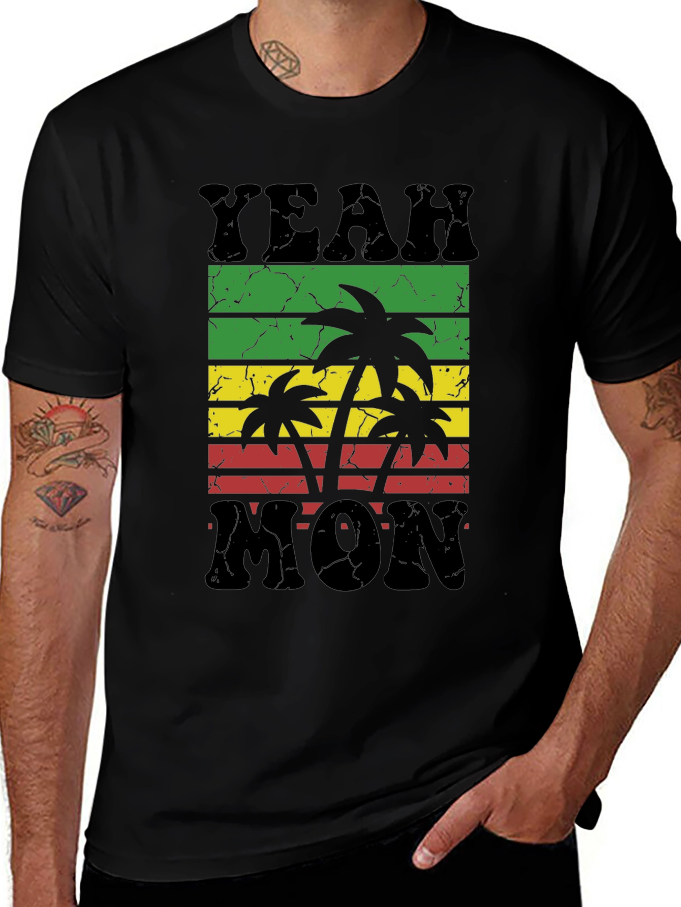 Yeah Mon Rasta T-Shirt - Reggae Palm Tree Design