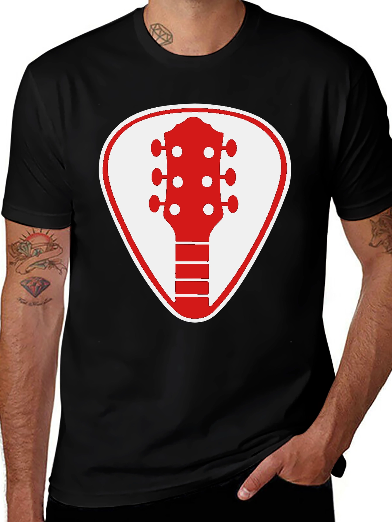Variant 9 of Guitar Pick Graphic Tee - Rocker Style Black Shirt