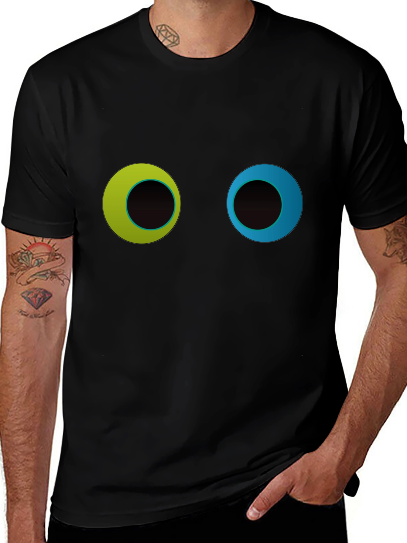Variant 14 of Funny Googly Eyes Graphic Black T-Shirt