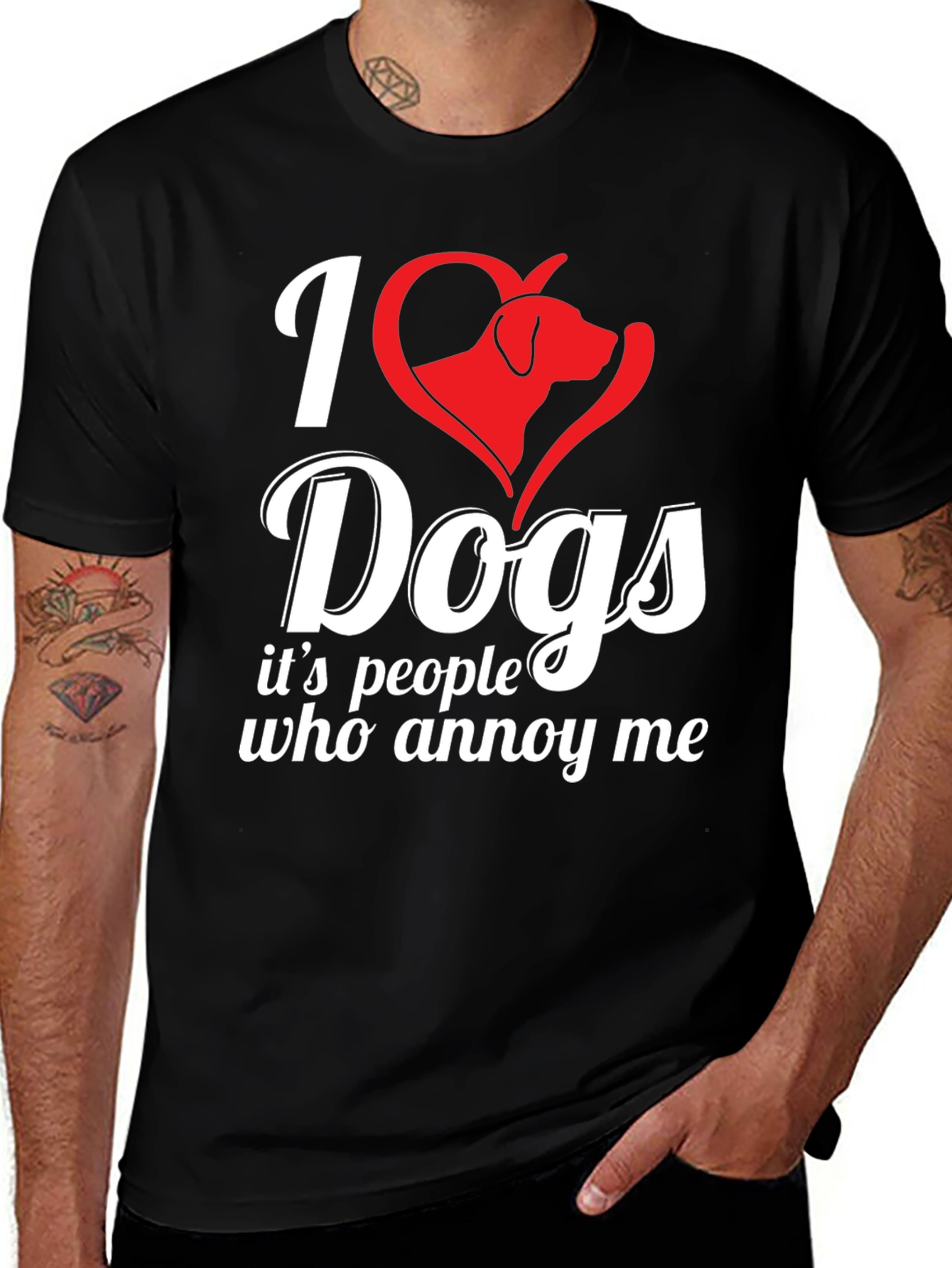 Variant 2 of I Heart Dogs Tee - People Annoy Me Graphic T-Shirt