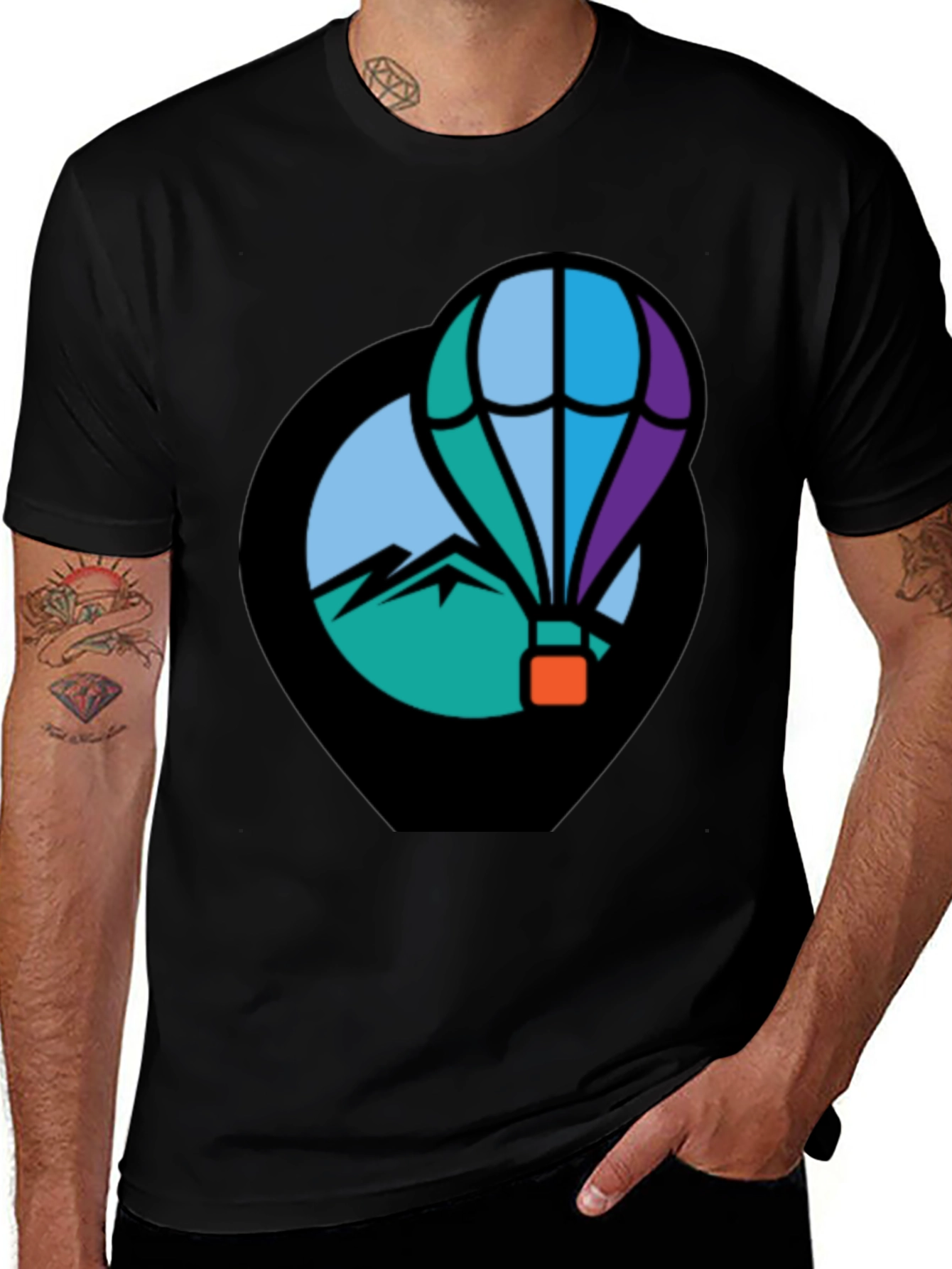 Variant 18 of Adventure Hot Air Balloon Graphic Tee - Black