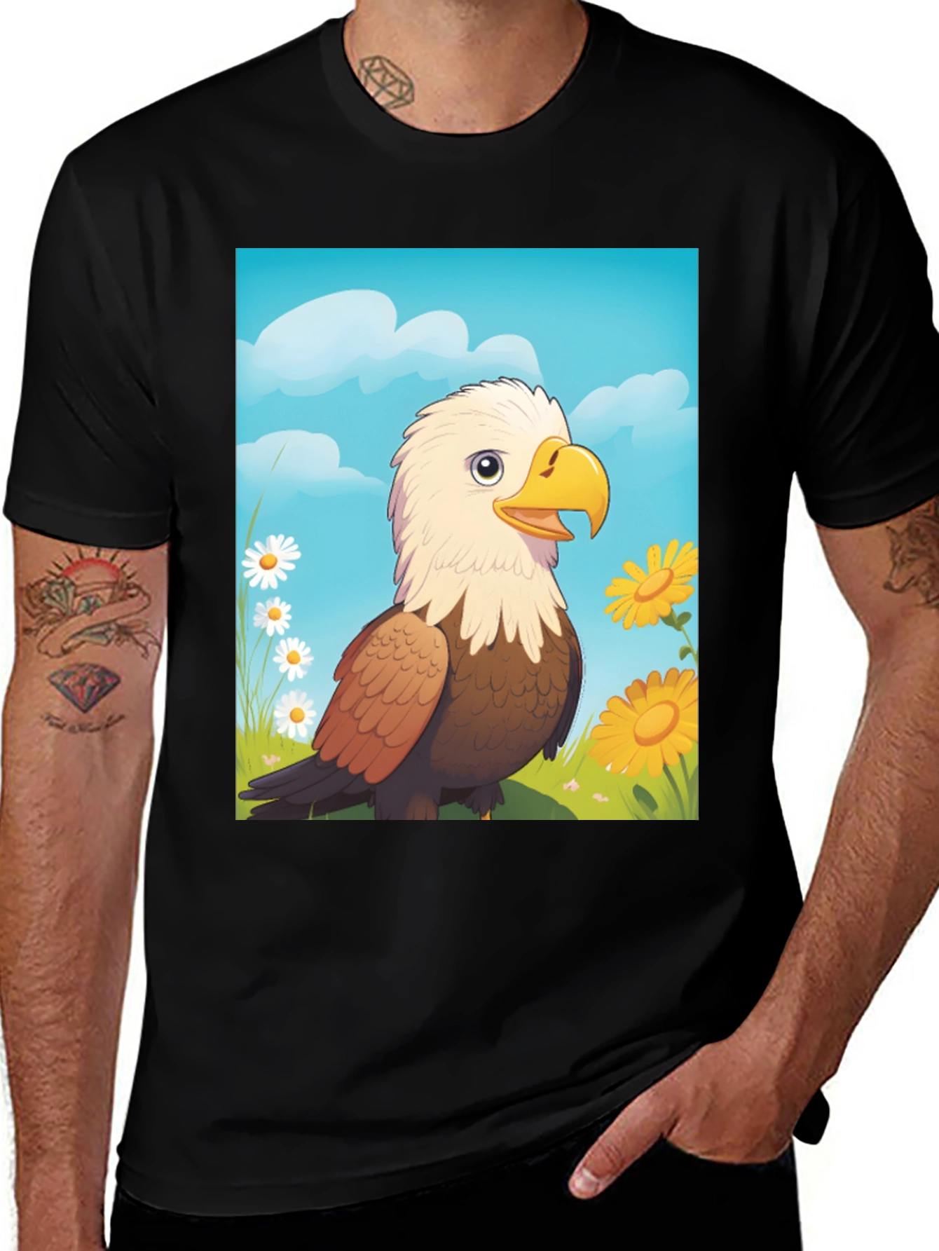 Variant 27 of Eagle Cartoon T-Shirt: Patriotic Graphic Tee
