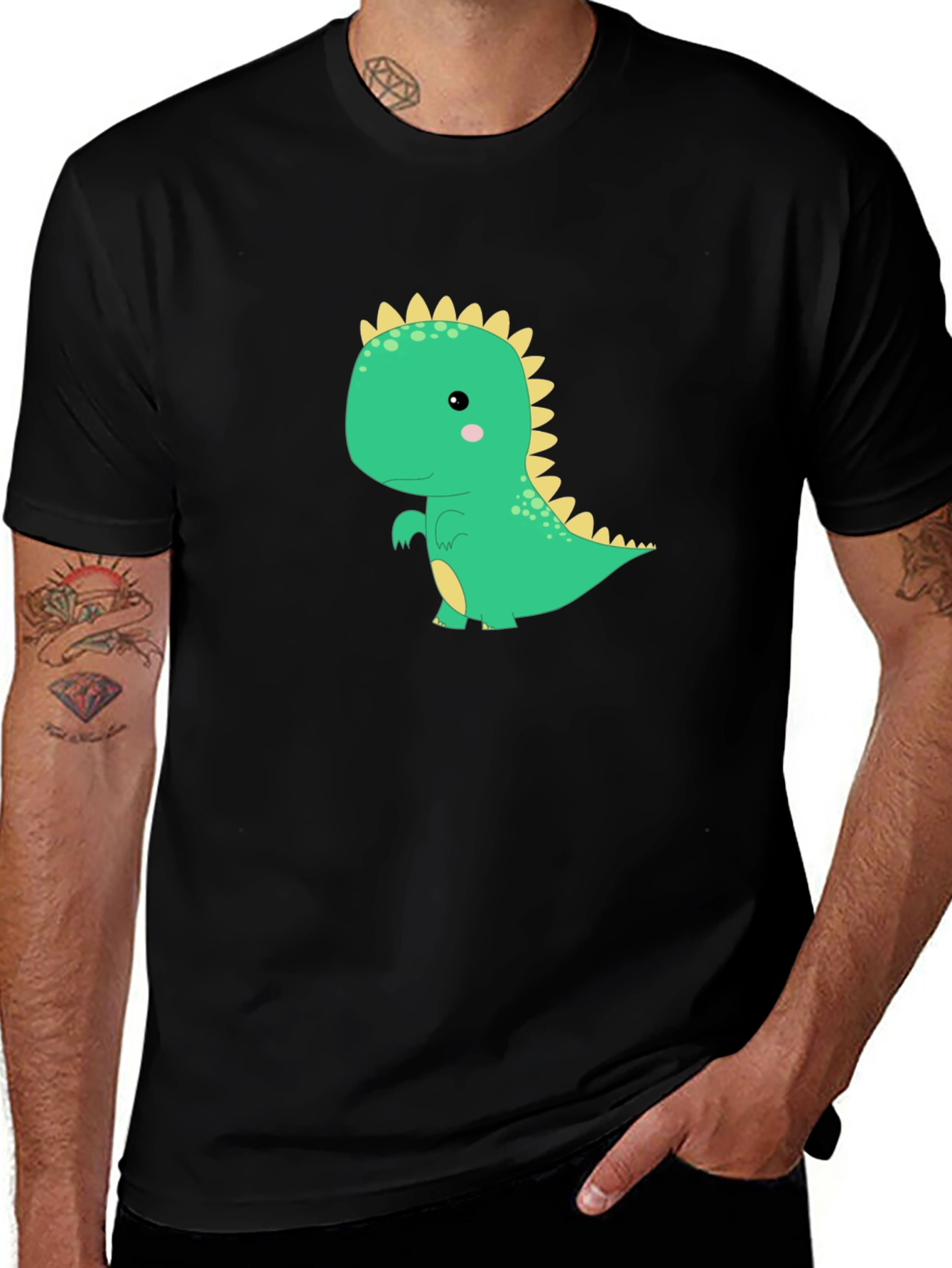 Variant 24 of Cute Dinosaur Graphic Black T-Shirt