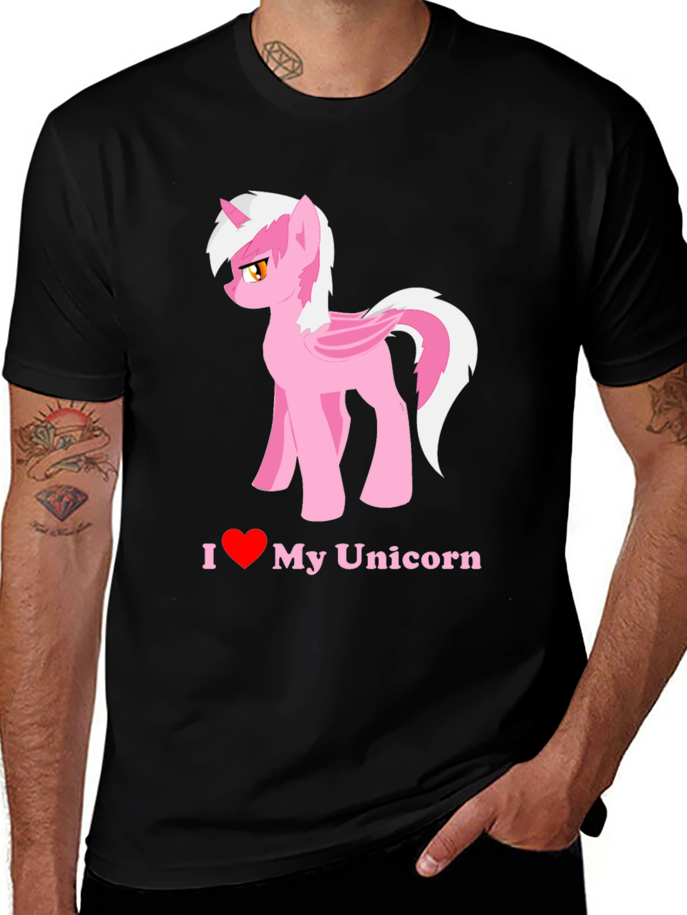 Variant 4 of I Love My Unicorn Black T-Shirt