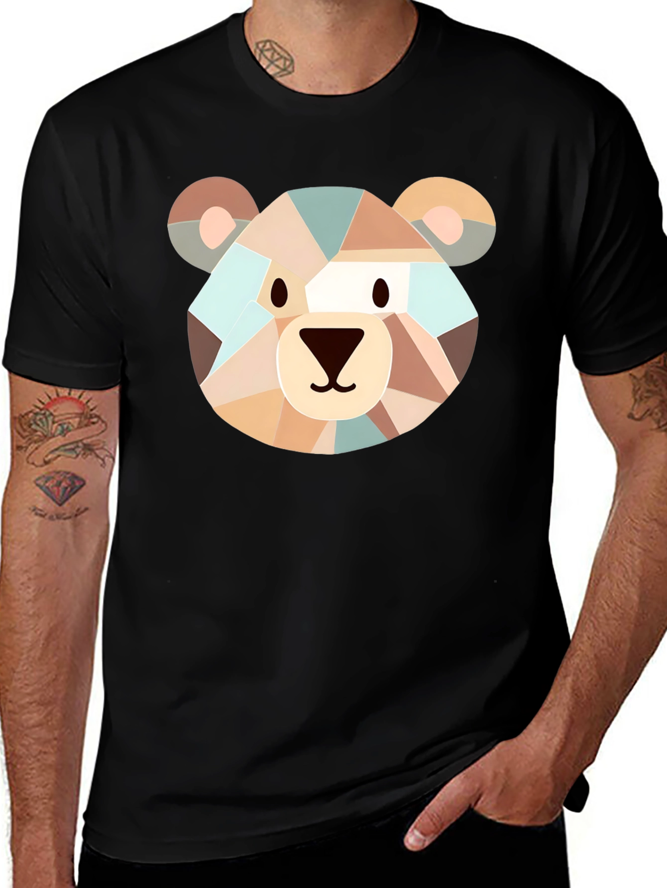 Geometric Bear Graphic Tee - Stylish & Unique T-Shirt