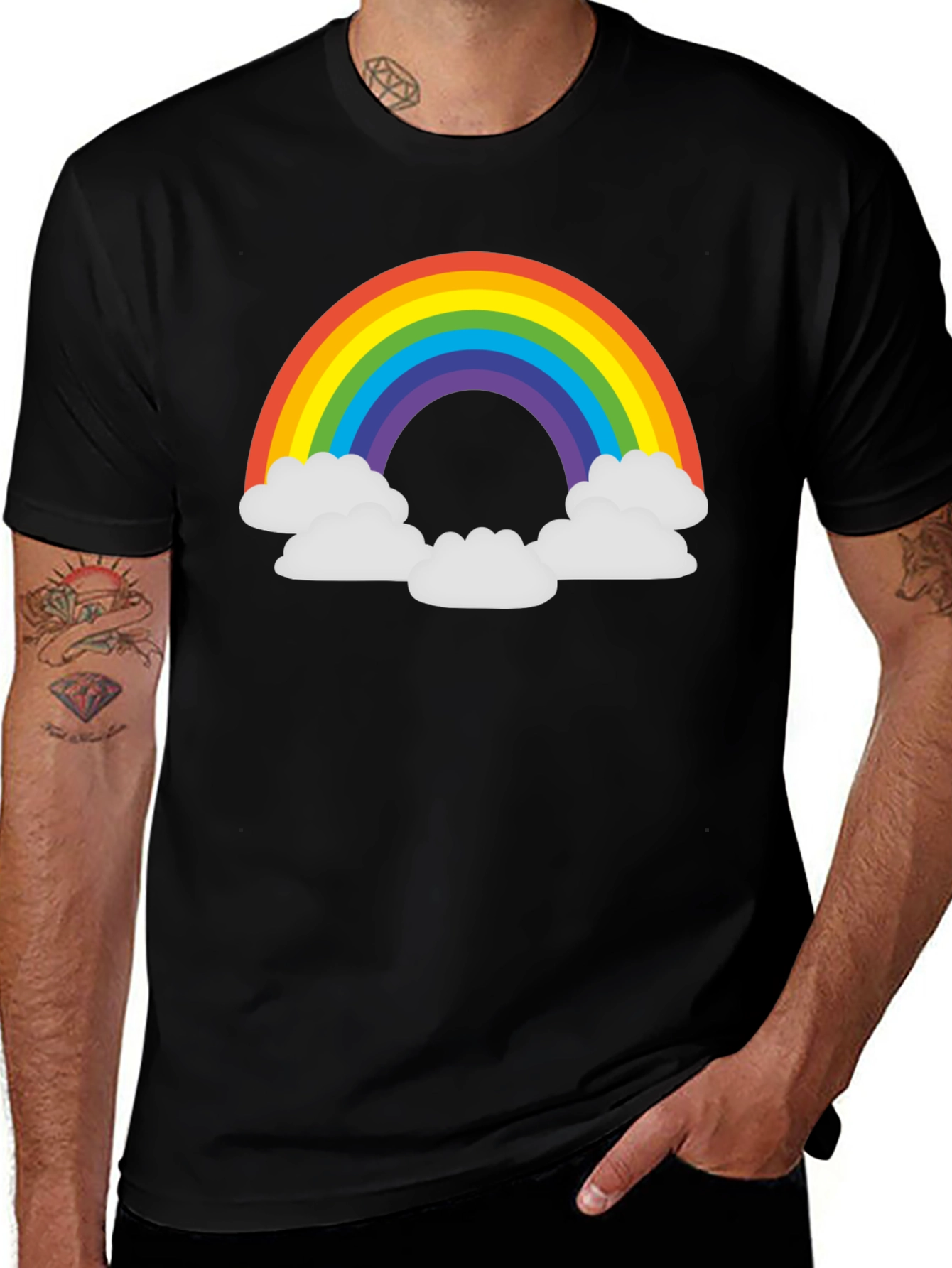 Variant 2 of Rainbow Cloud T-Shirt - Black Graphic Tee