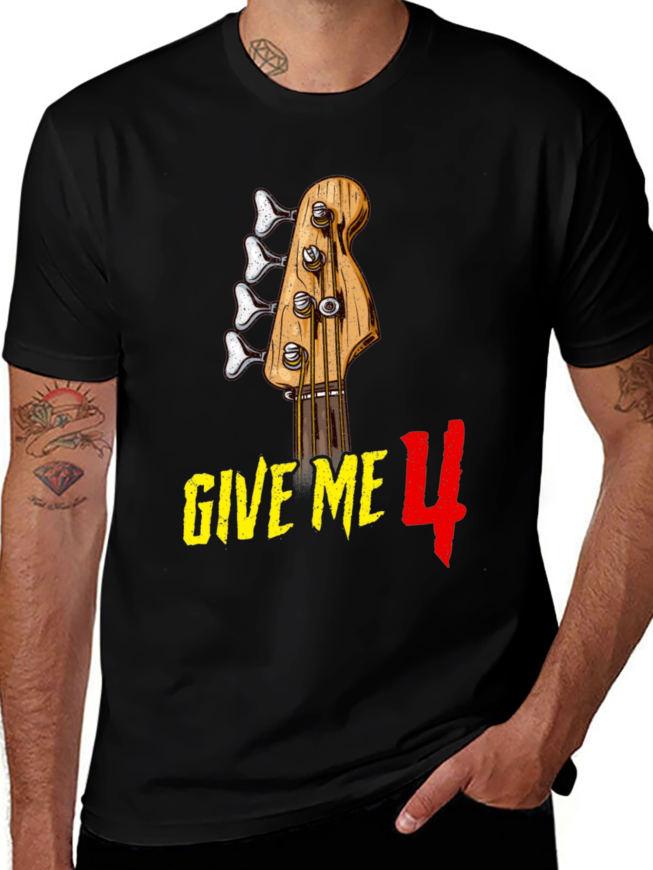 Variant 28 of Give Me 4 Bass Guitar T-Shirt