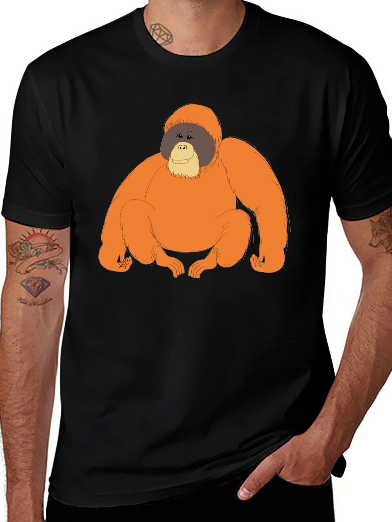 Variant 2 of Orangutan Graphic Tee - Comfortable Black T-Shirt