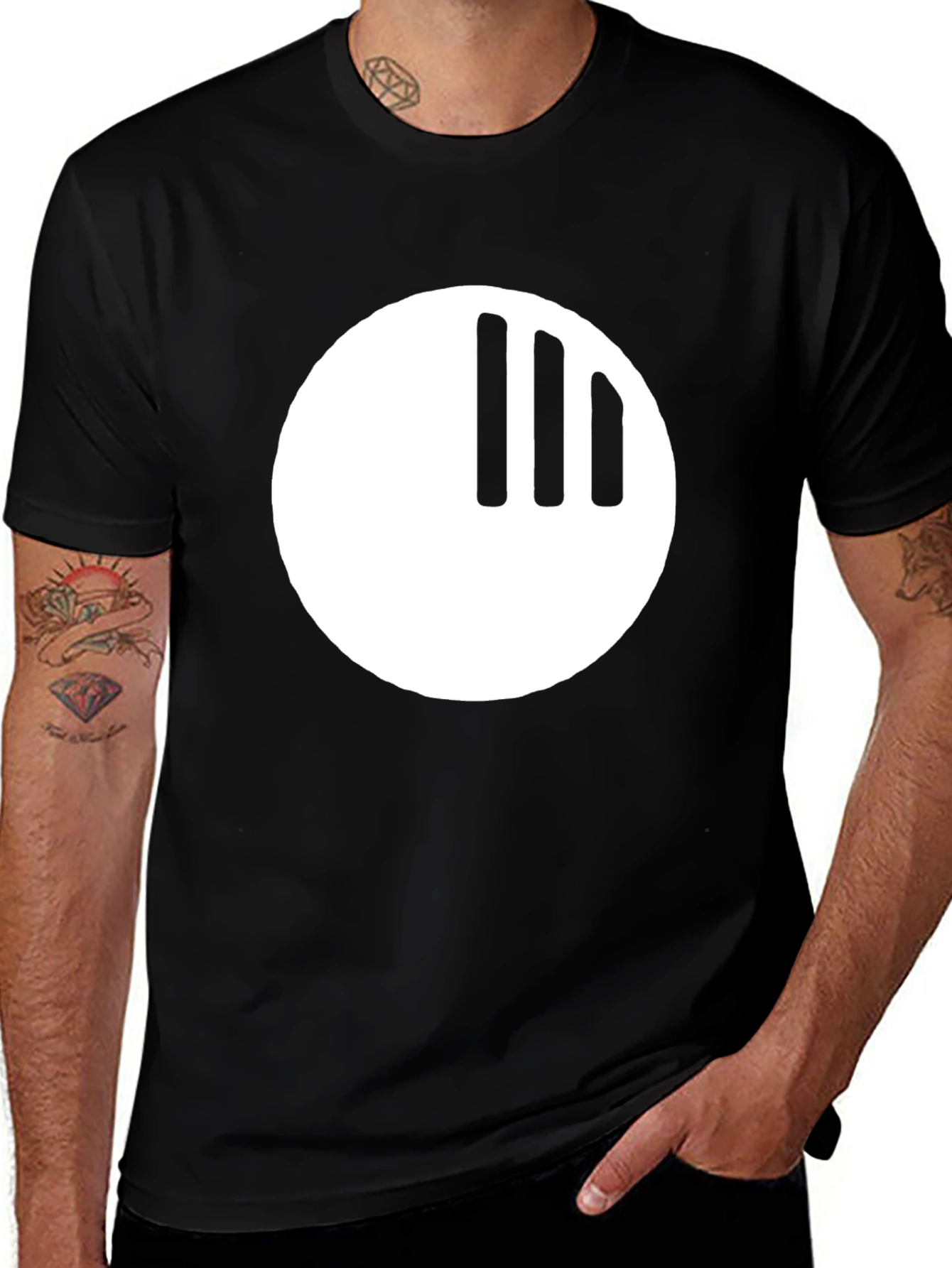 Minimalist Black T-Shirt with White Circle Graphic