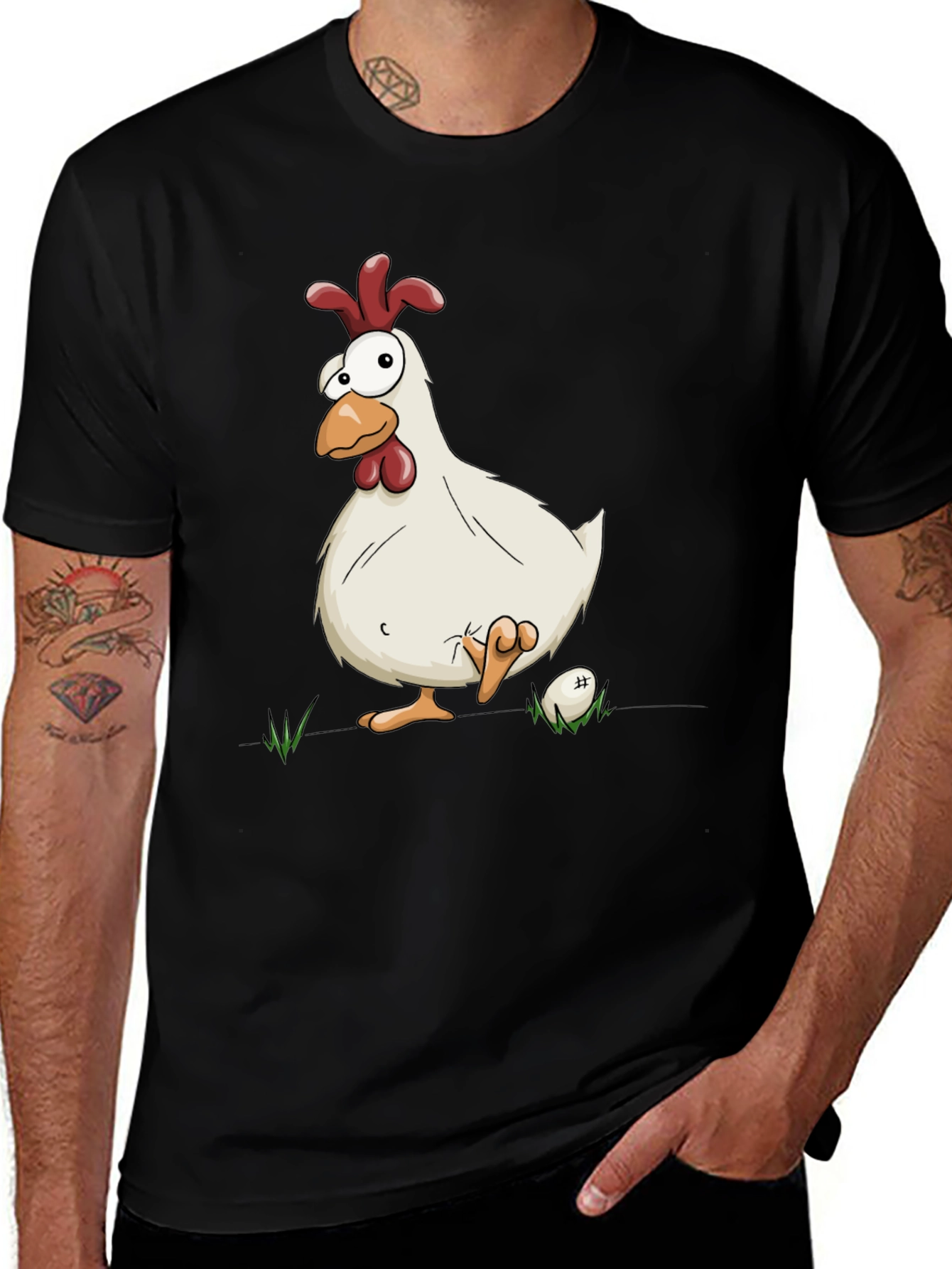 Variant 10 of Funny Chicken Graphic Black T-Shirt