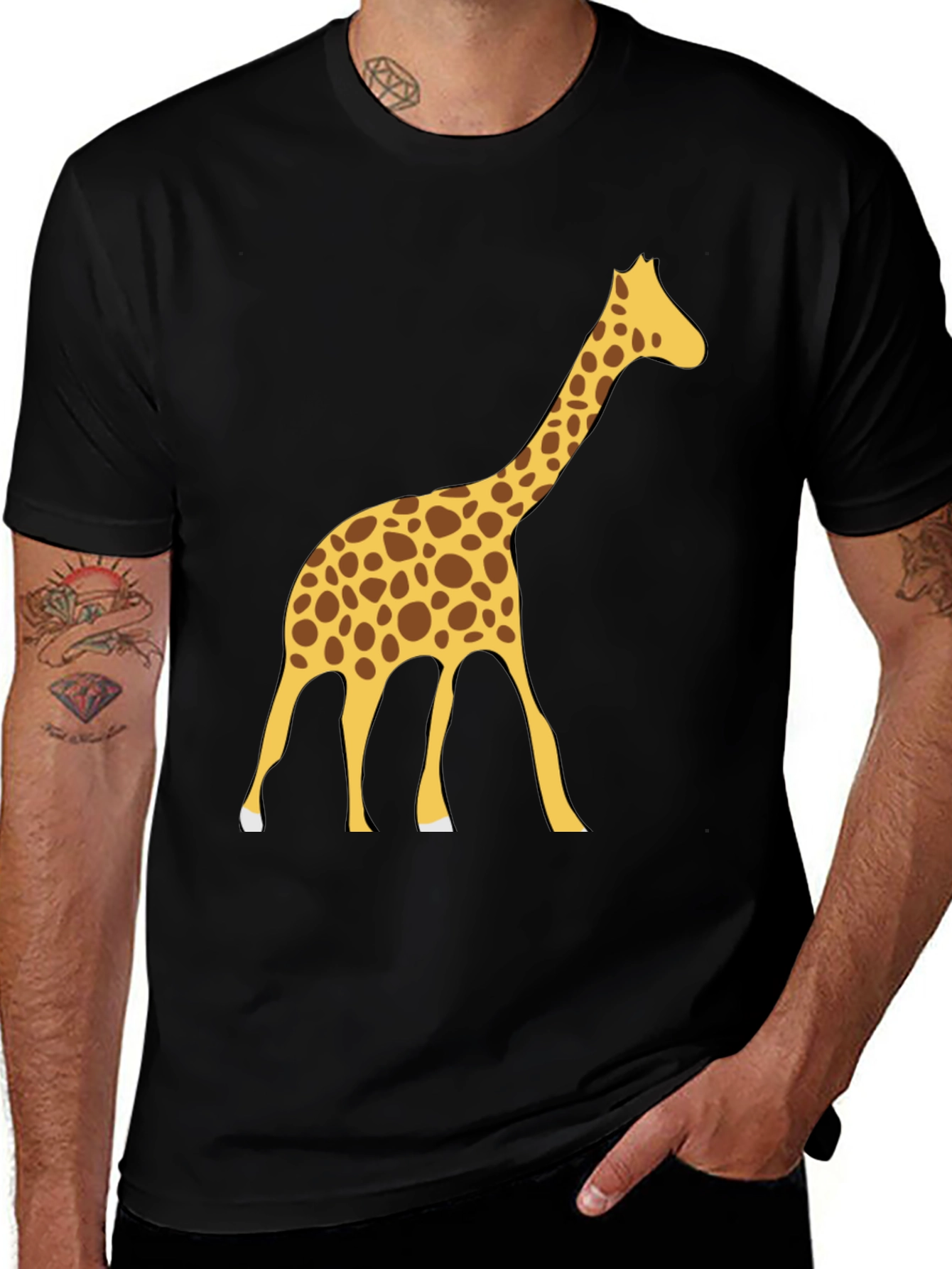 Variant 13 of Giraffe Graphic Tee - Black Cotton Blend
