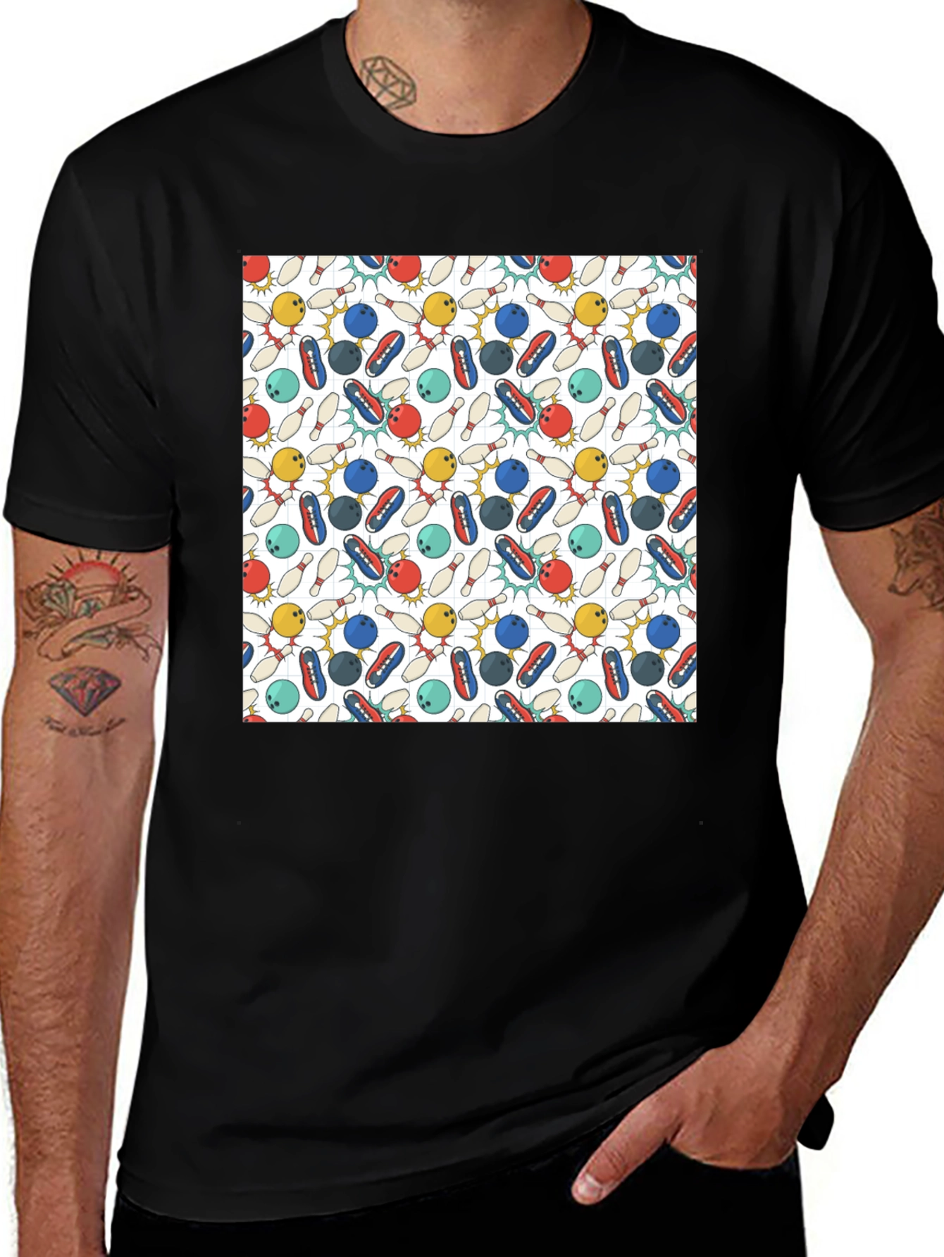 Variant 4 of Bowling Pattern T-Shirt
