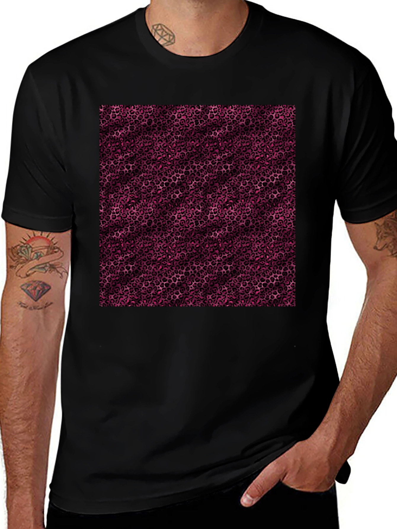 Variant 29 of Abstract Animal Print Black Crewneck T-Shirt