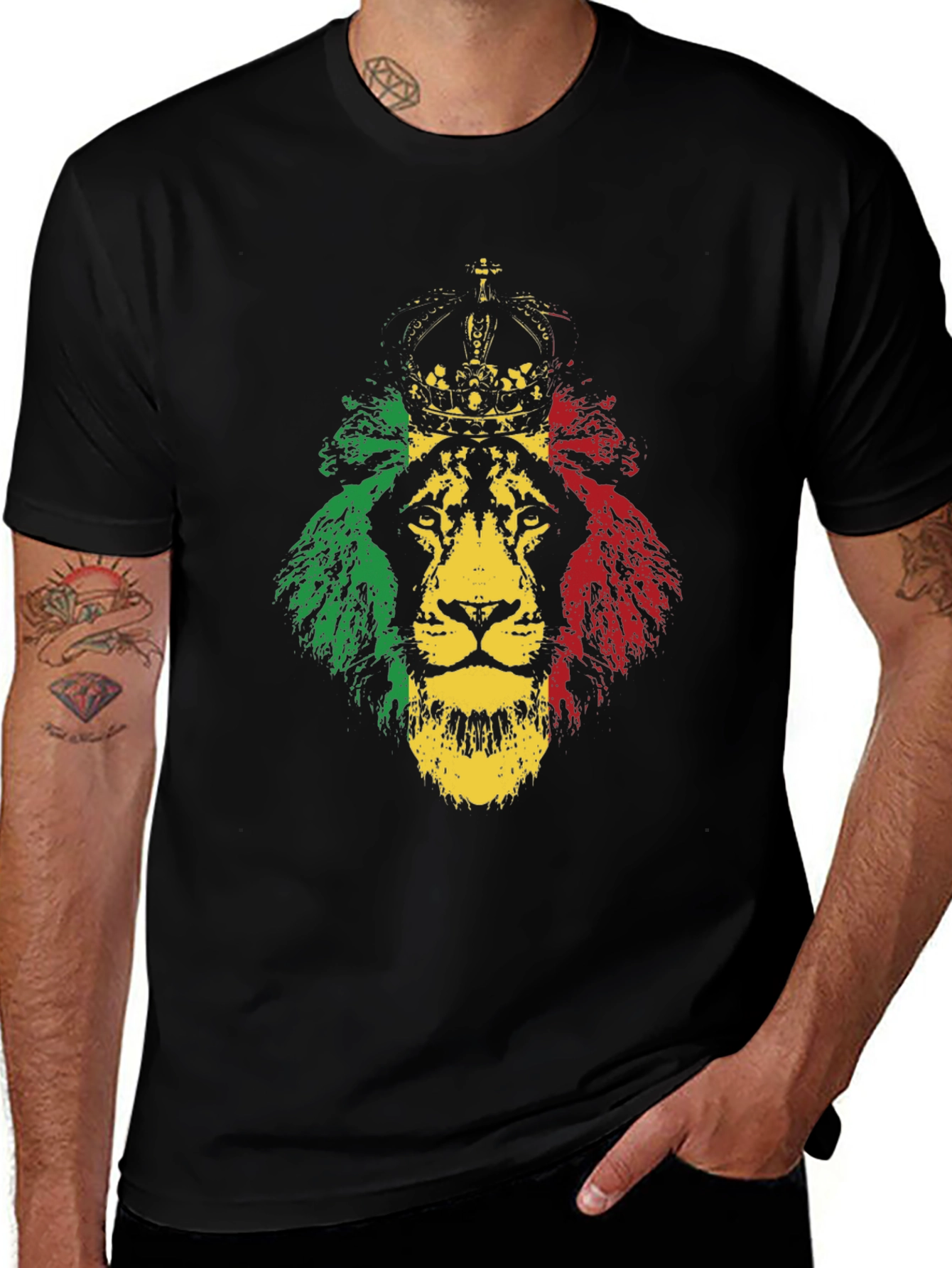 Rasta Lion Graphic Tee - Reggae Crown T-Shirt