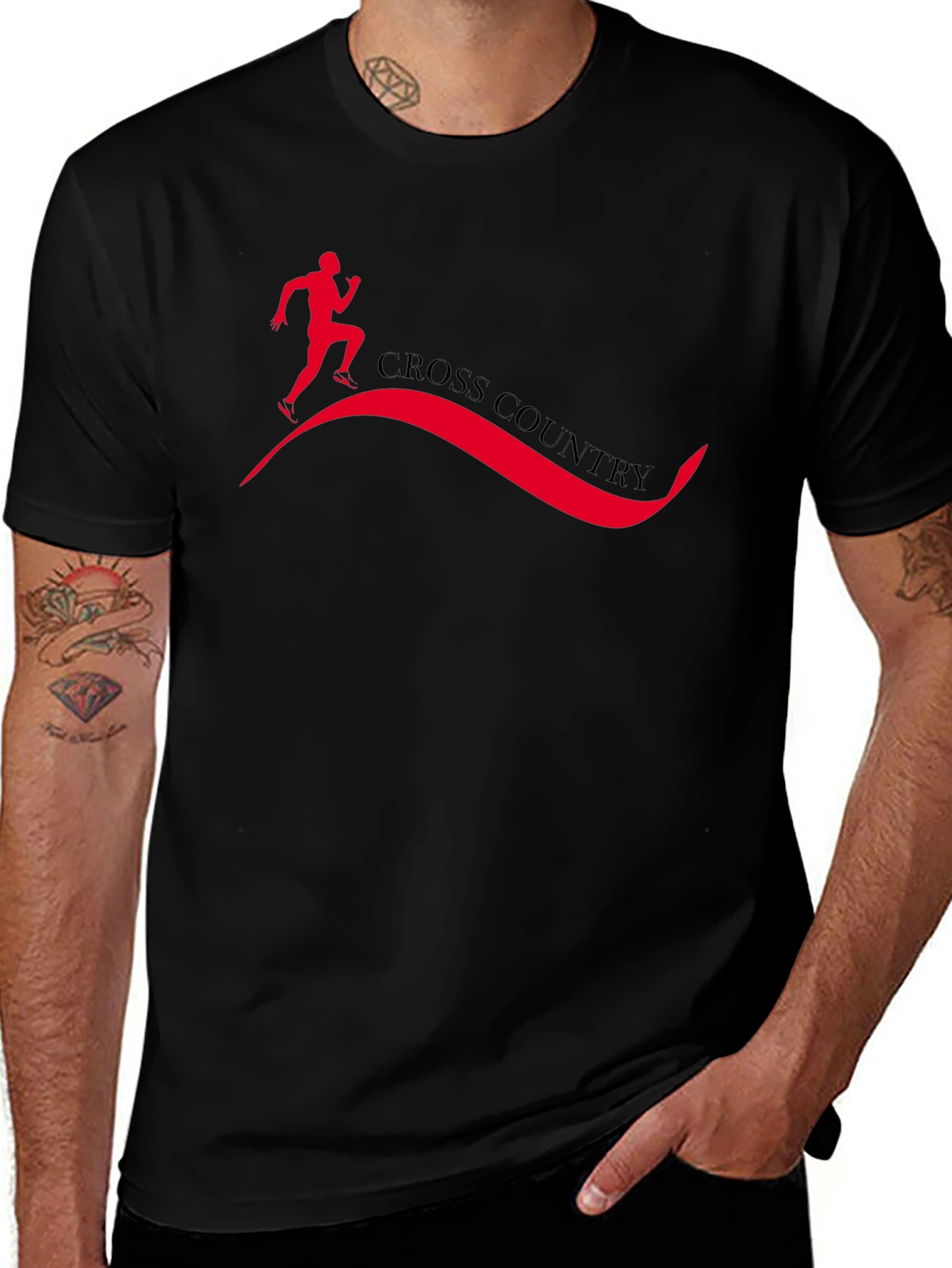 Variant 30 of Cross Country Runner Graphic Tee - Black