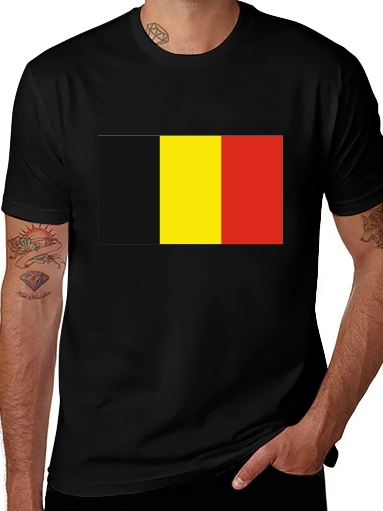 Variant 26 of Belgium Flag Graphic Tee - Classic Black T-Shirt