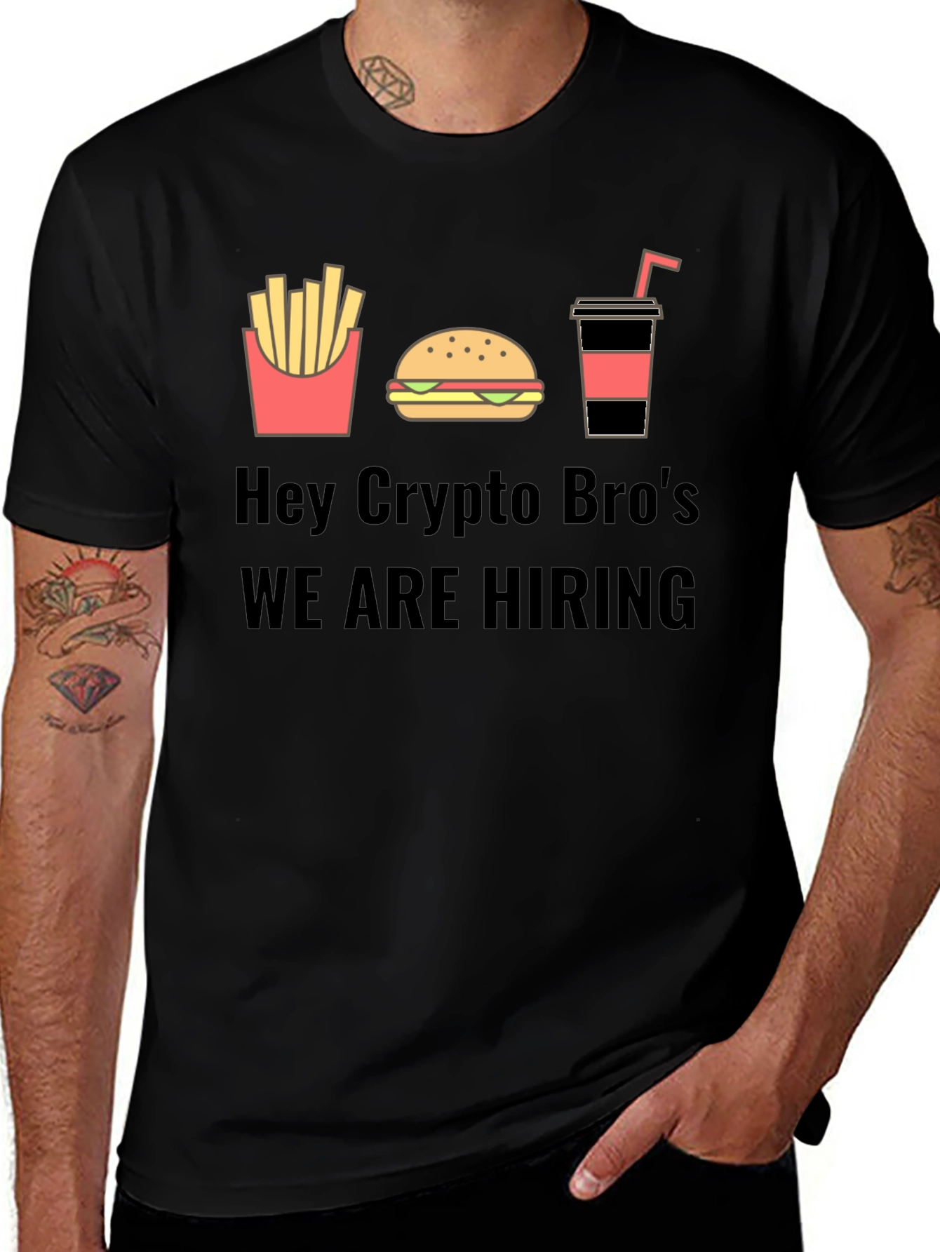 Variant 21 of Crypto Bro's We Are Hiring Black T-Shirt