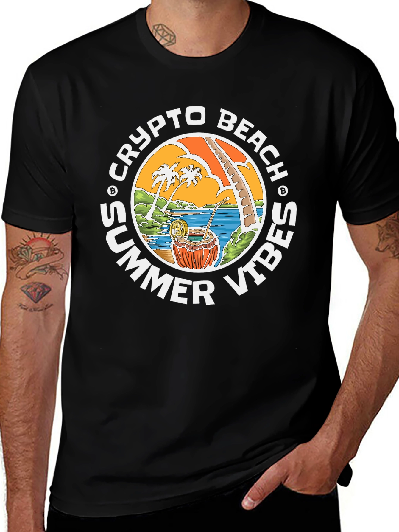Variant 23 of Crypto Beach Summer Vibes T-Shirt - Black