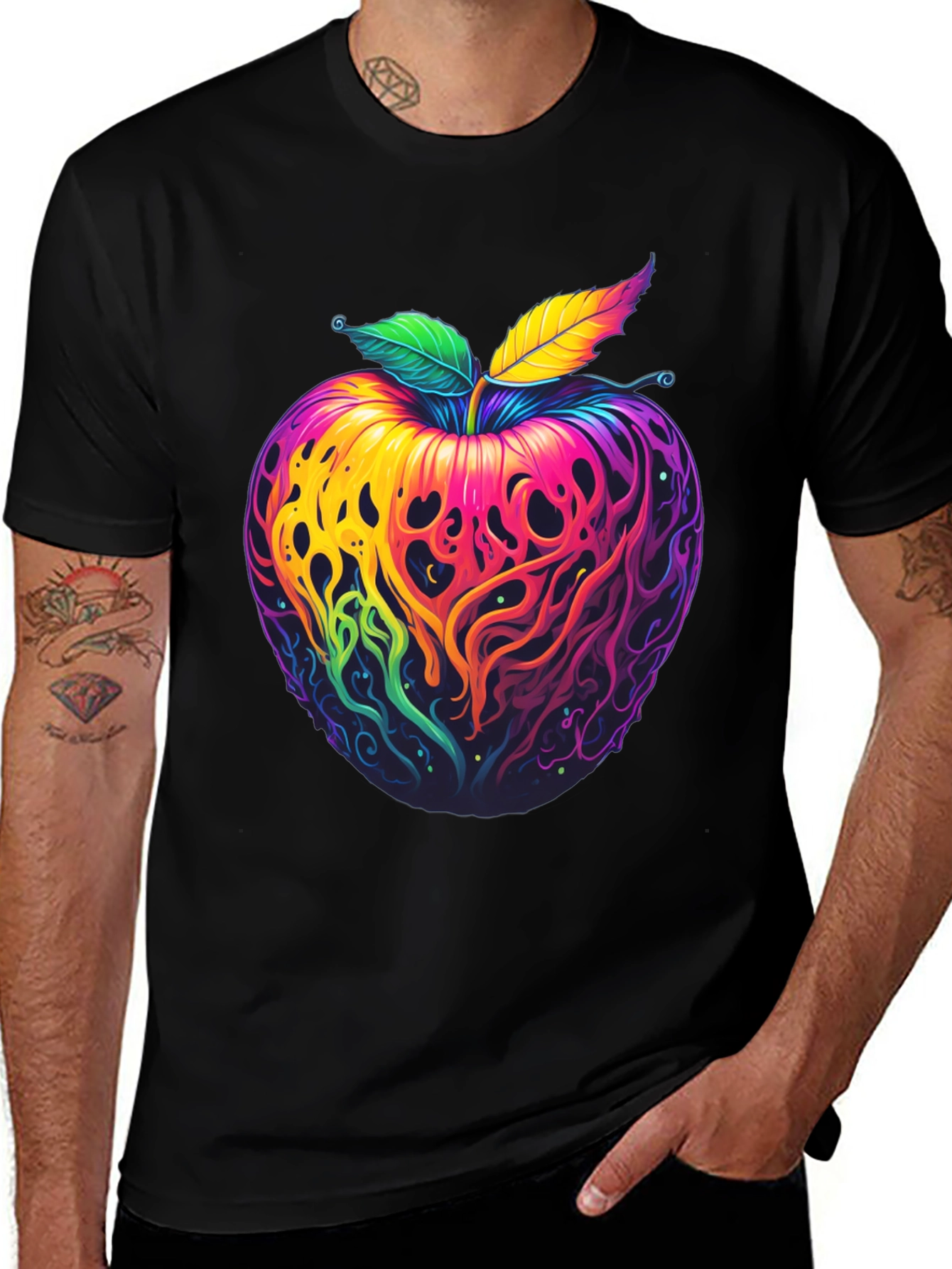 Variant 21 of Psychedelic Apple Graphic T-Shirt - Vibrant Design