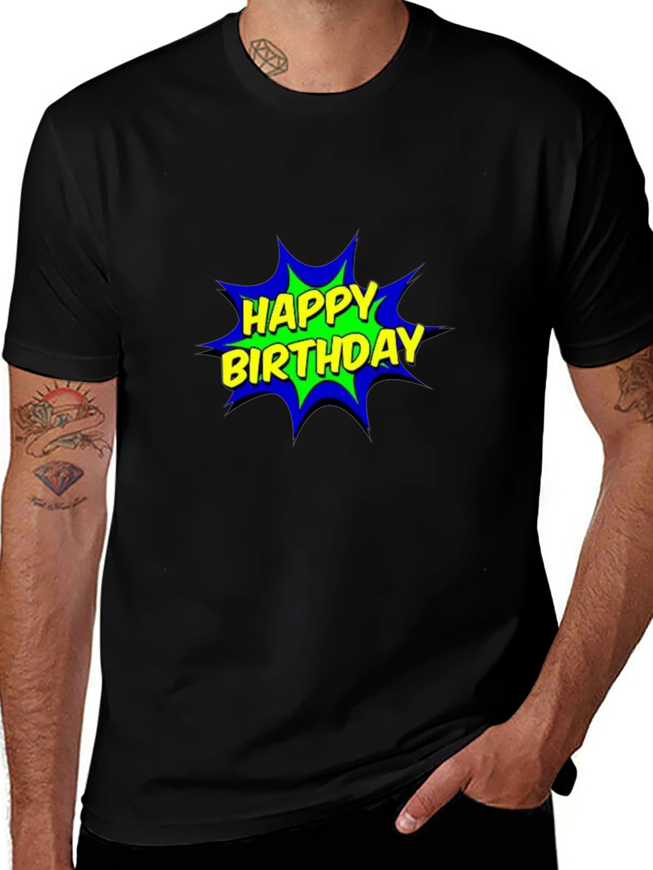 Variant 9 of Happy Birthday Graphic T-Shirt - Black