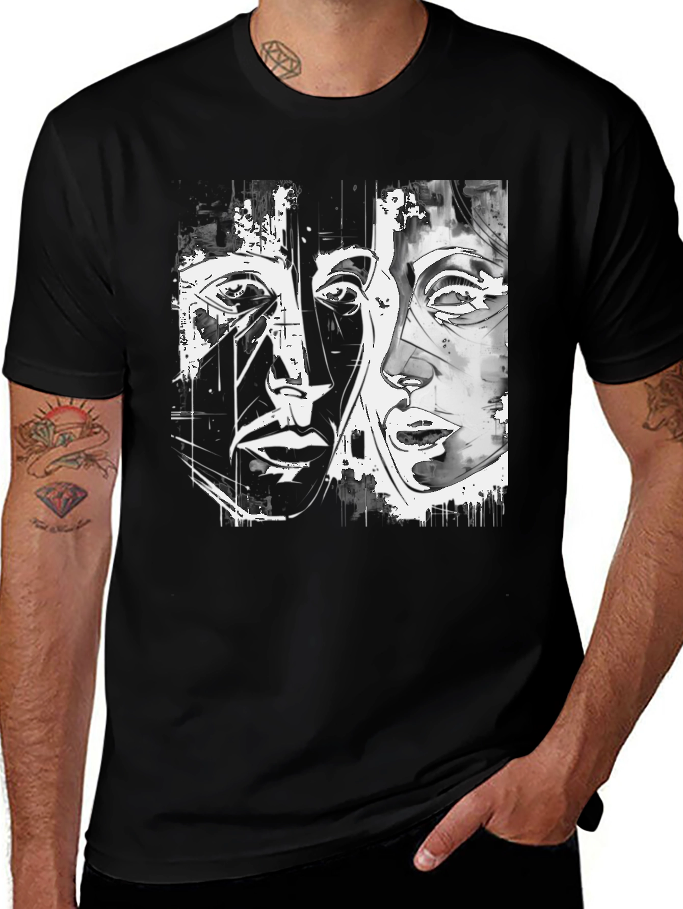 Variant 3 of Abstract Face Art Graphic Tee