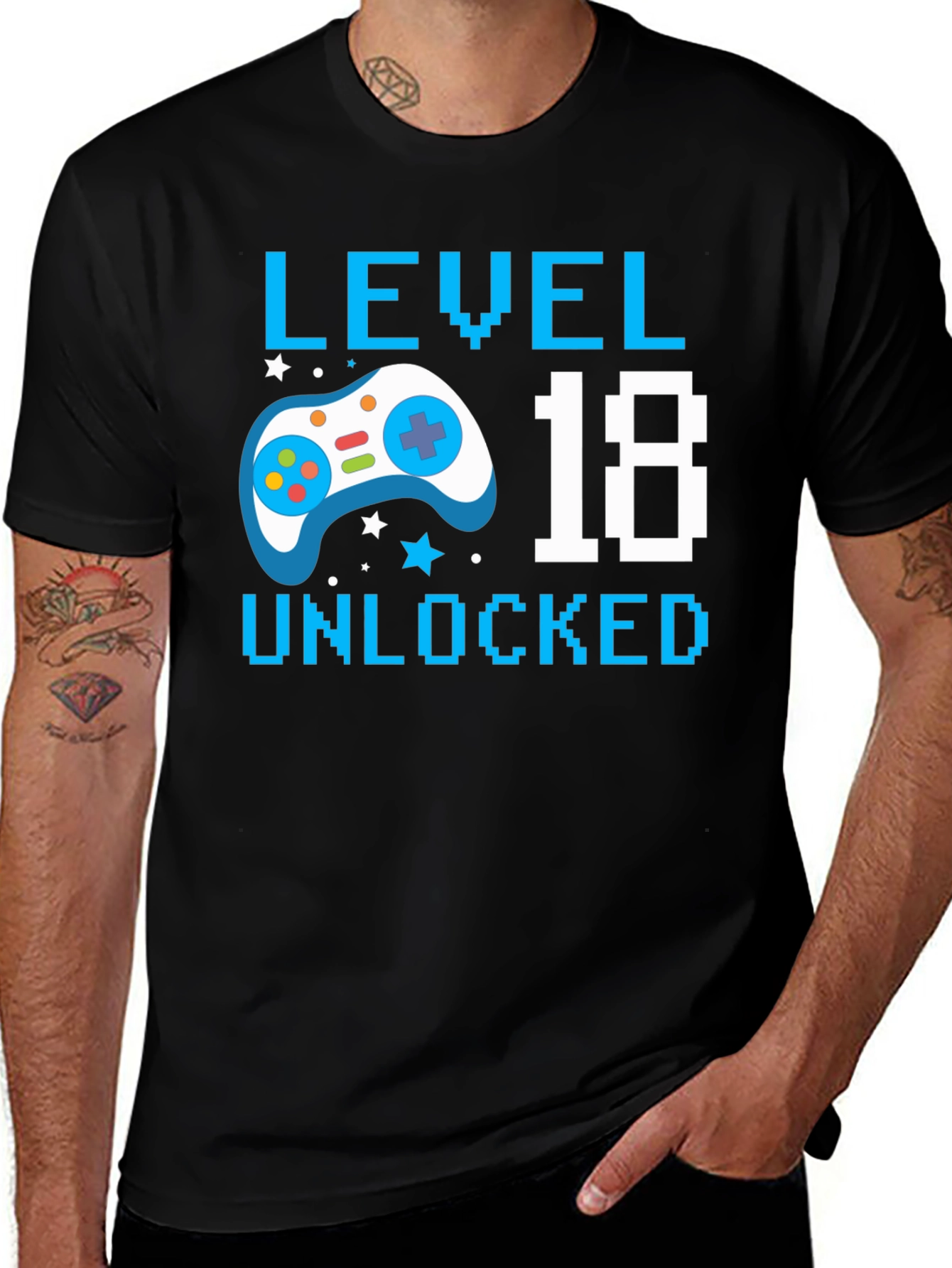 Variant 30 of Level 18 Unlocked Gamer Birthday T-Shirt