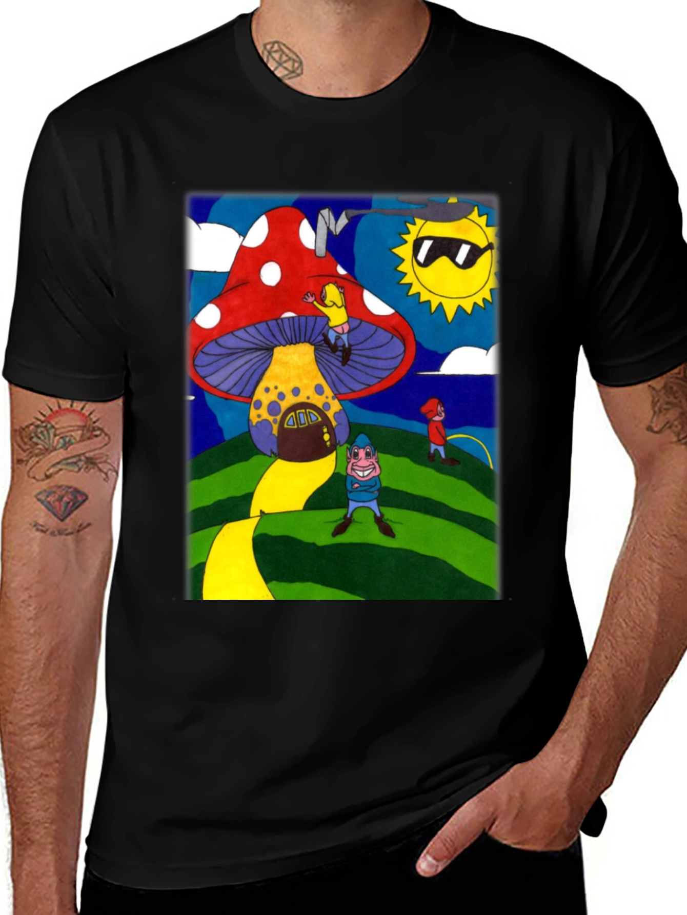 Variant 18 of Funky Mushroom House Graphic Tee