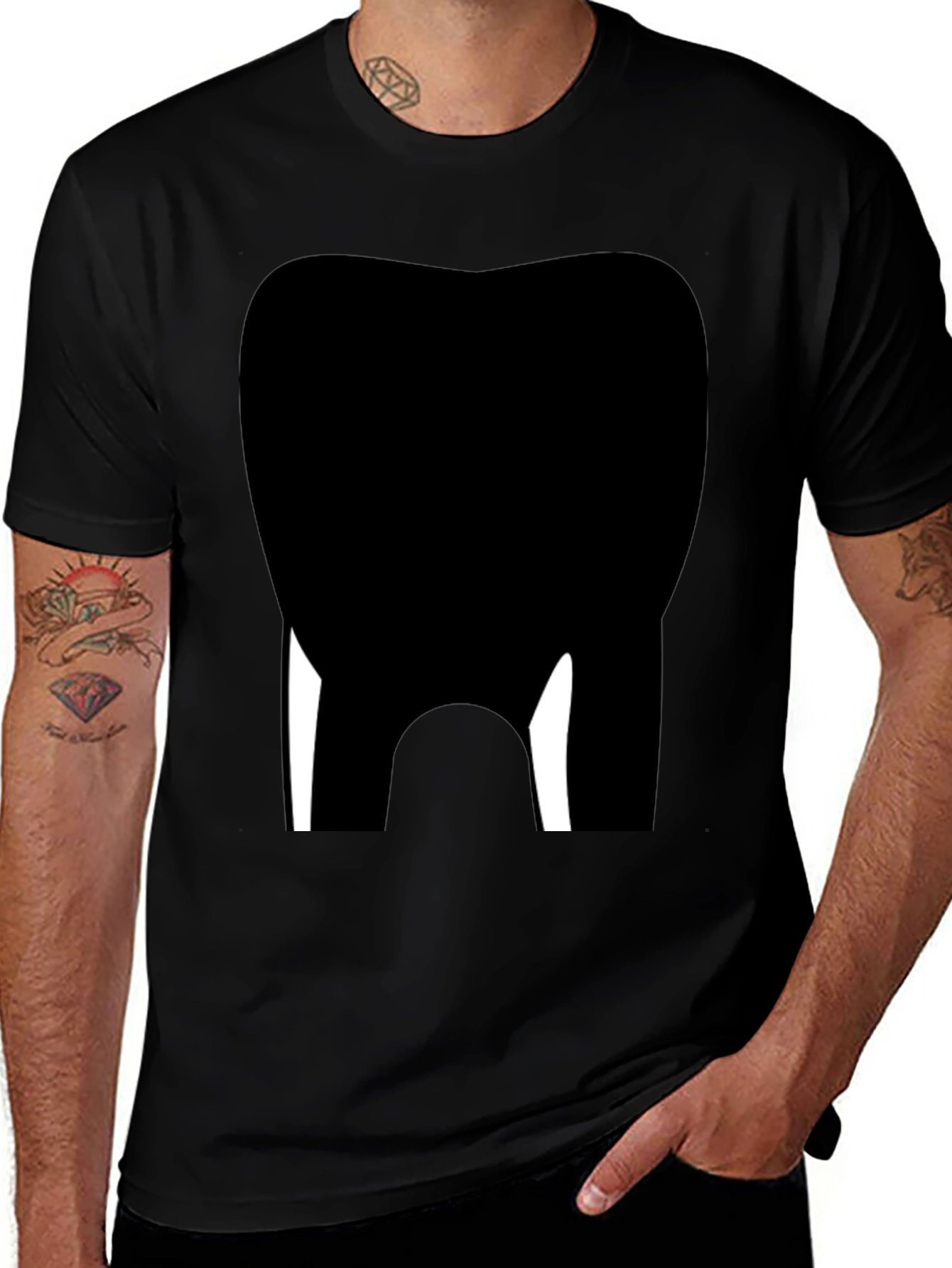 Variant 29 of Dental Tooth Graphic Tee - Black Cotton Comfort
