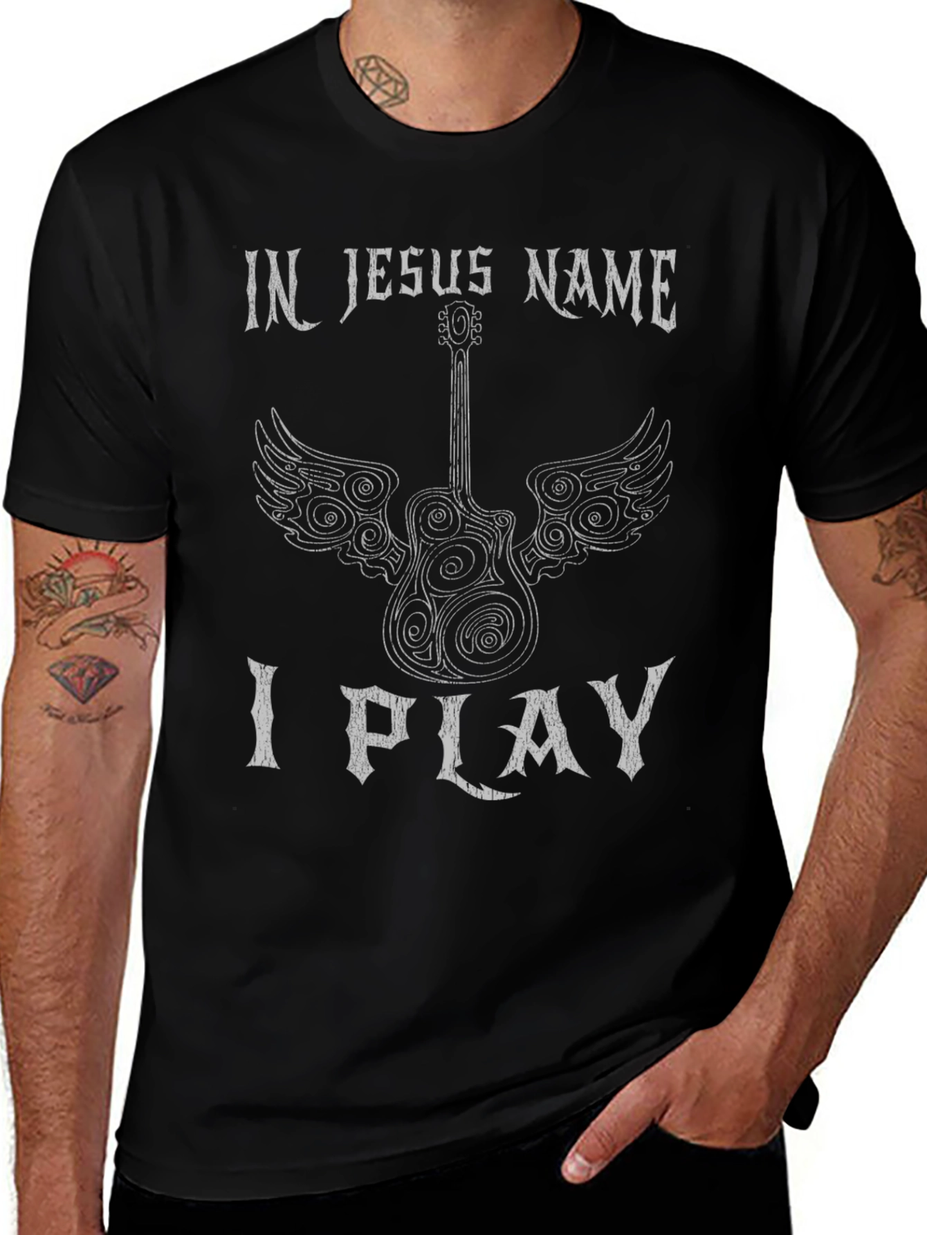 Variant 26 of In Jesus Name I Play Guitar T-Shirt