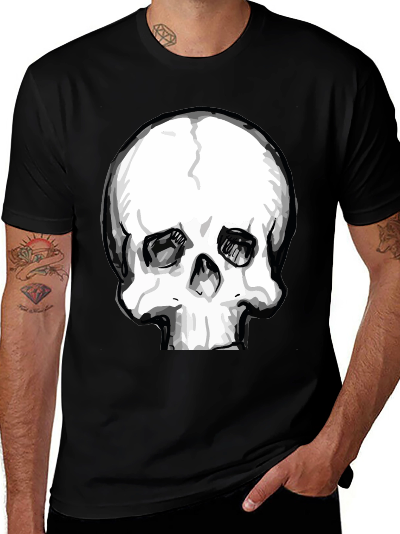 Variant 25 of Skull Graphic Tee - Men's Black T-Shirt