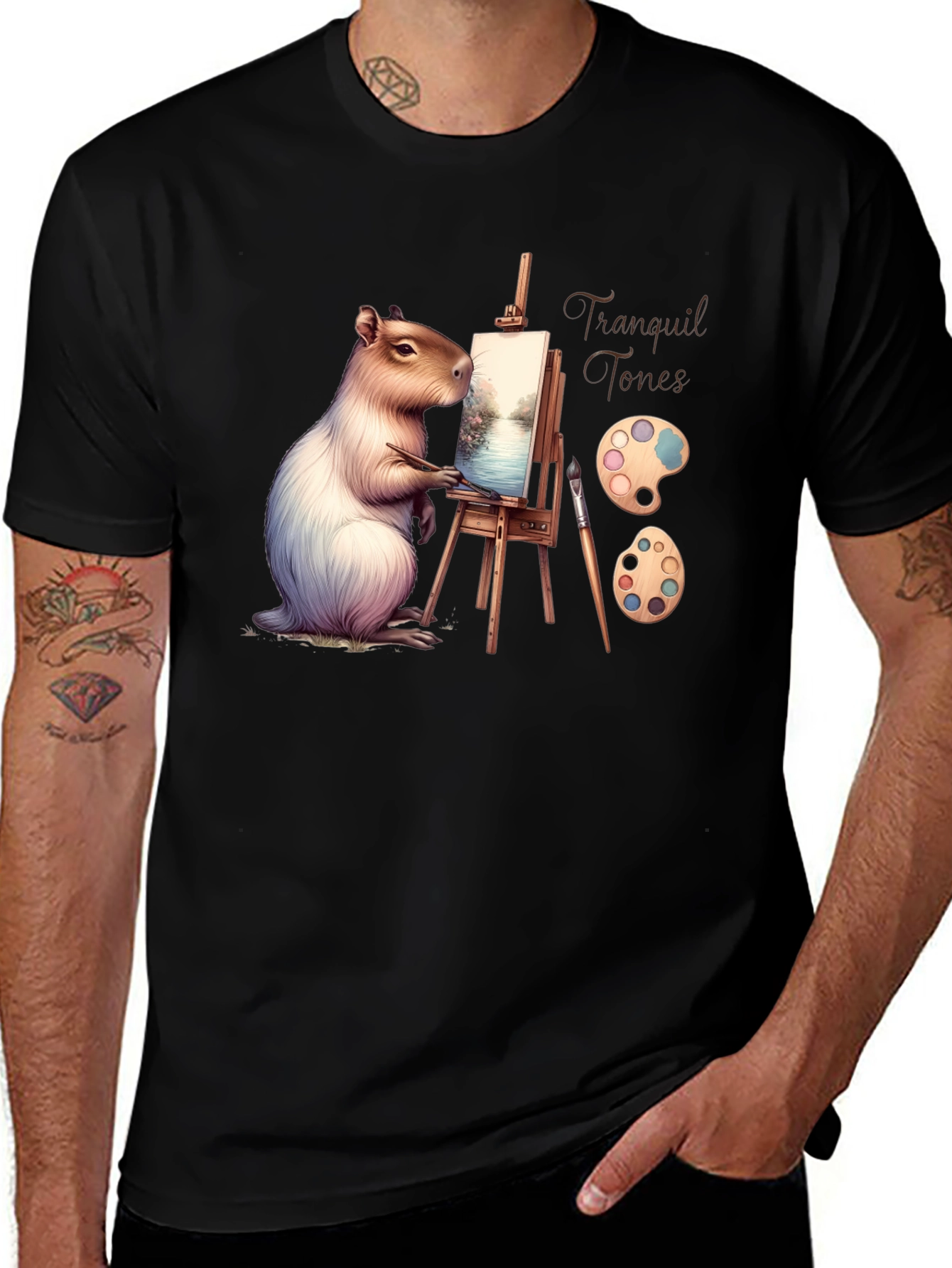 Variant 3 of Capybara Painter Graphic Tee