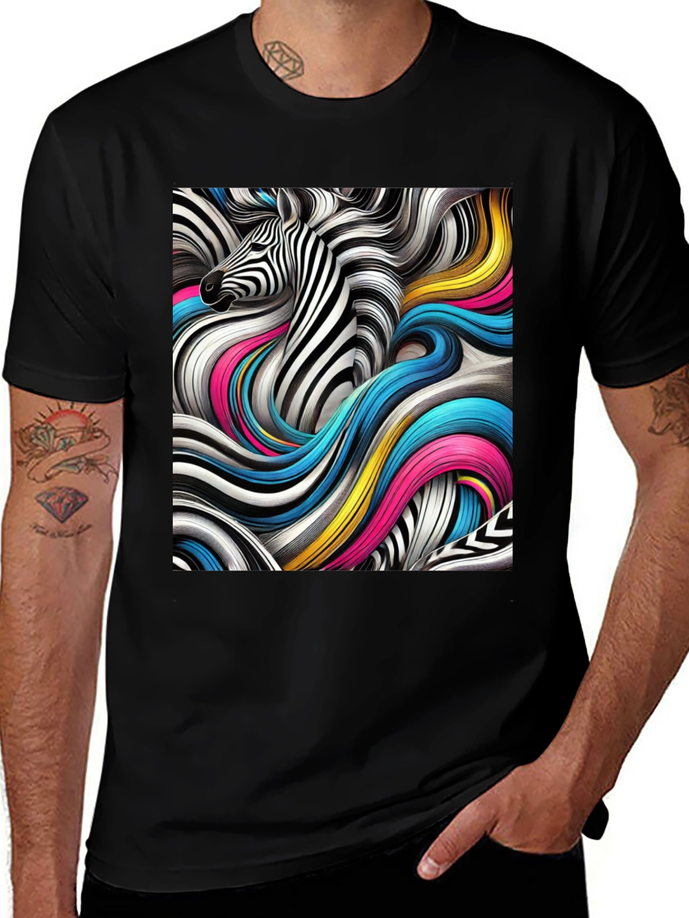 Variant 29 of Zebra Art Graphic Black T-Shirt