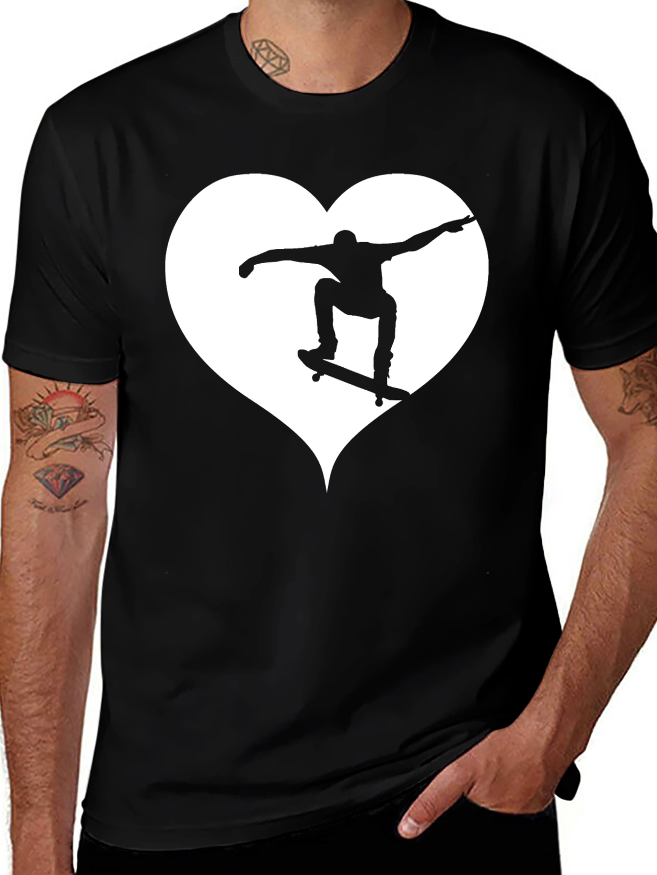 Variant 2 of Skate Heart Tee - Cool Black T-Shirt