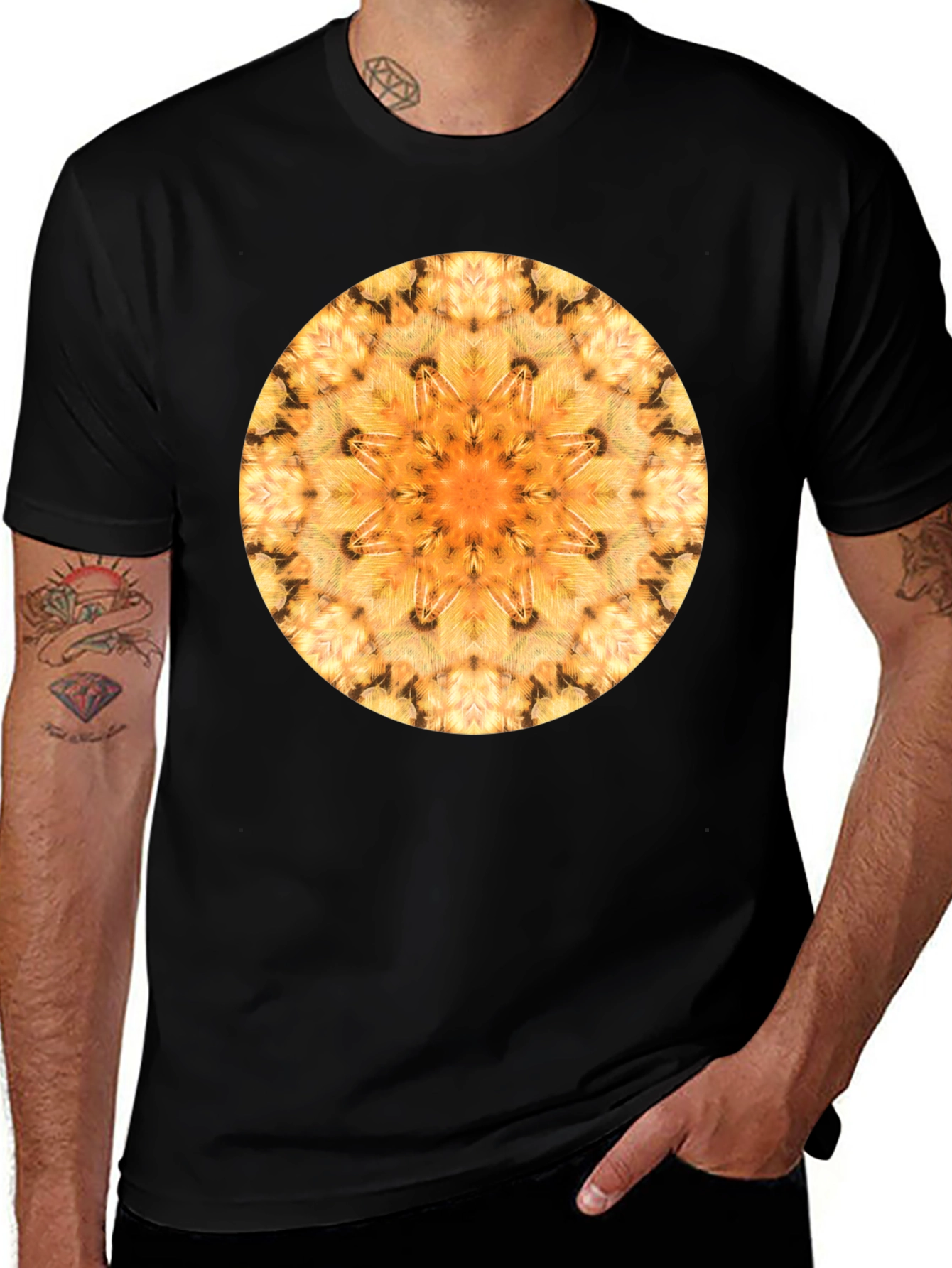 Variant 19 of Mandala Print Black T-Shirt