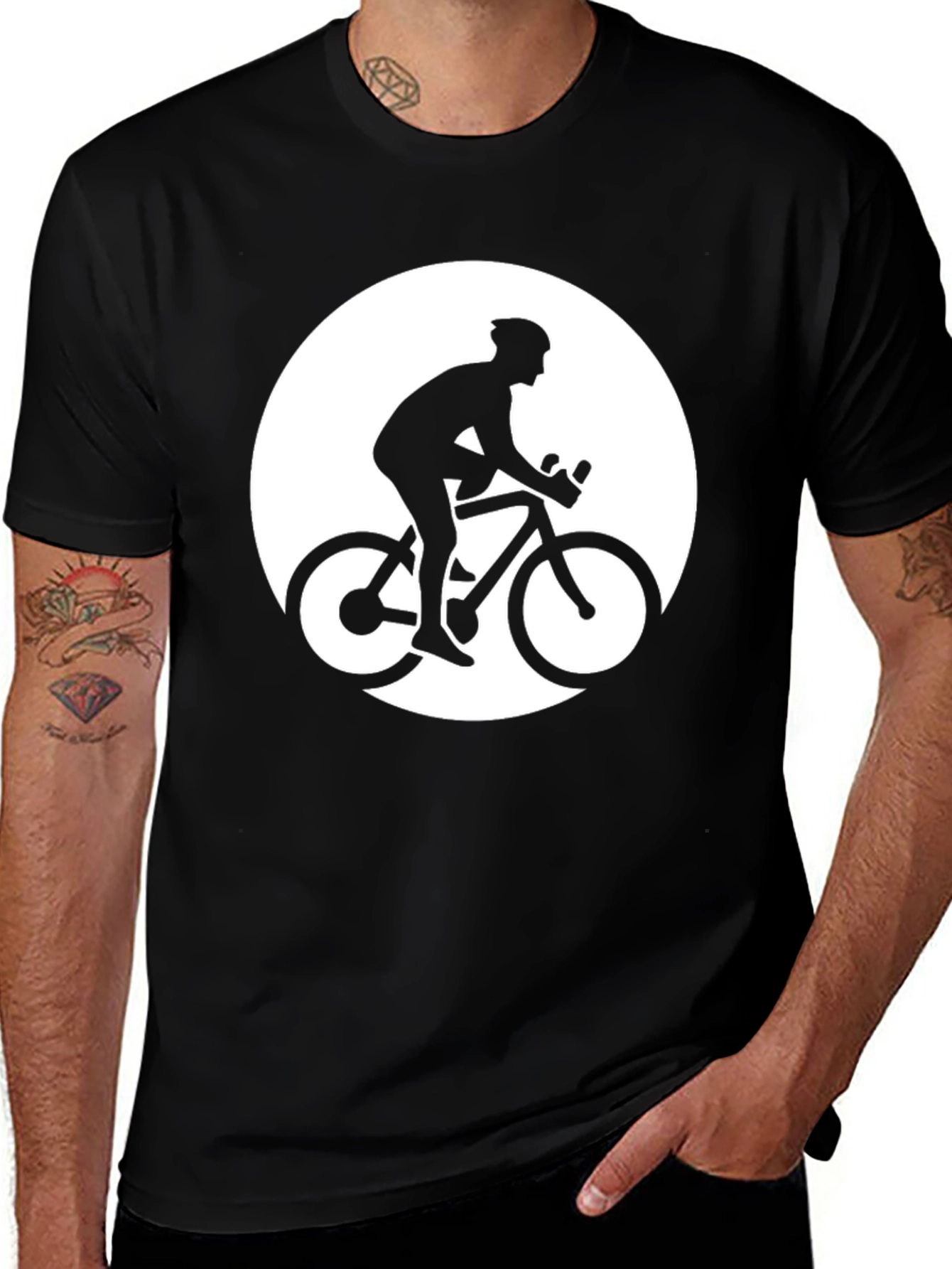 Variant 10 of Cyclist Graphic Tee - Black Cotton T-Shirt