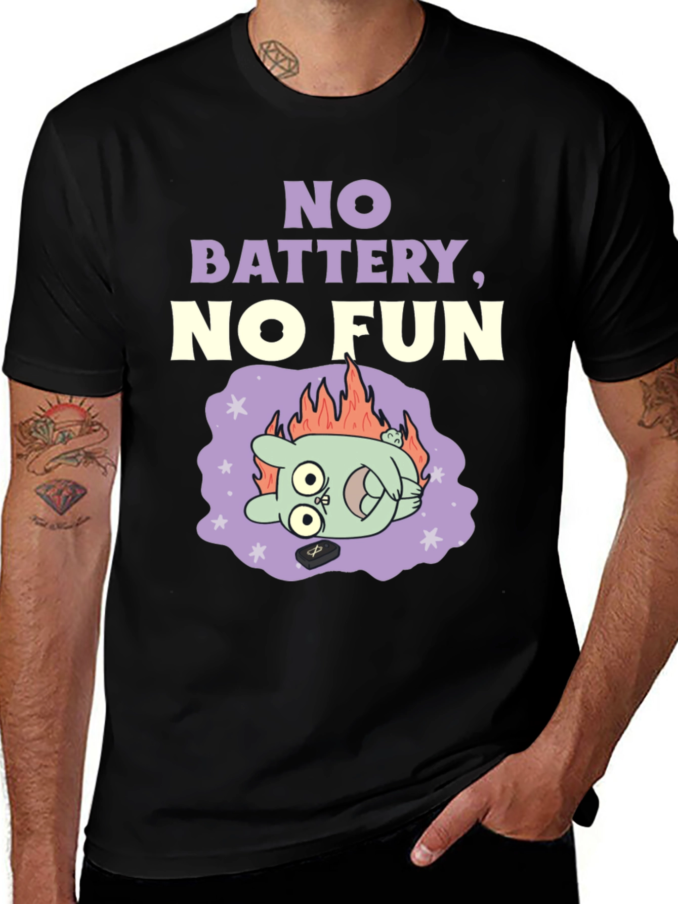 Variant 17 of No Battery No Fun Graphic T-Shirt
