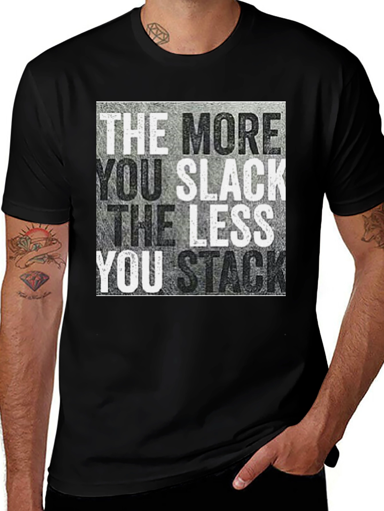 The More You Slack Tee - Graphic Print Black T-Shirt