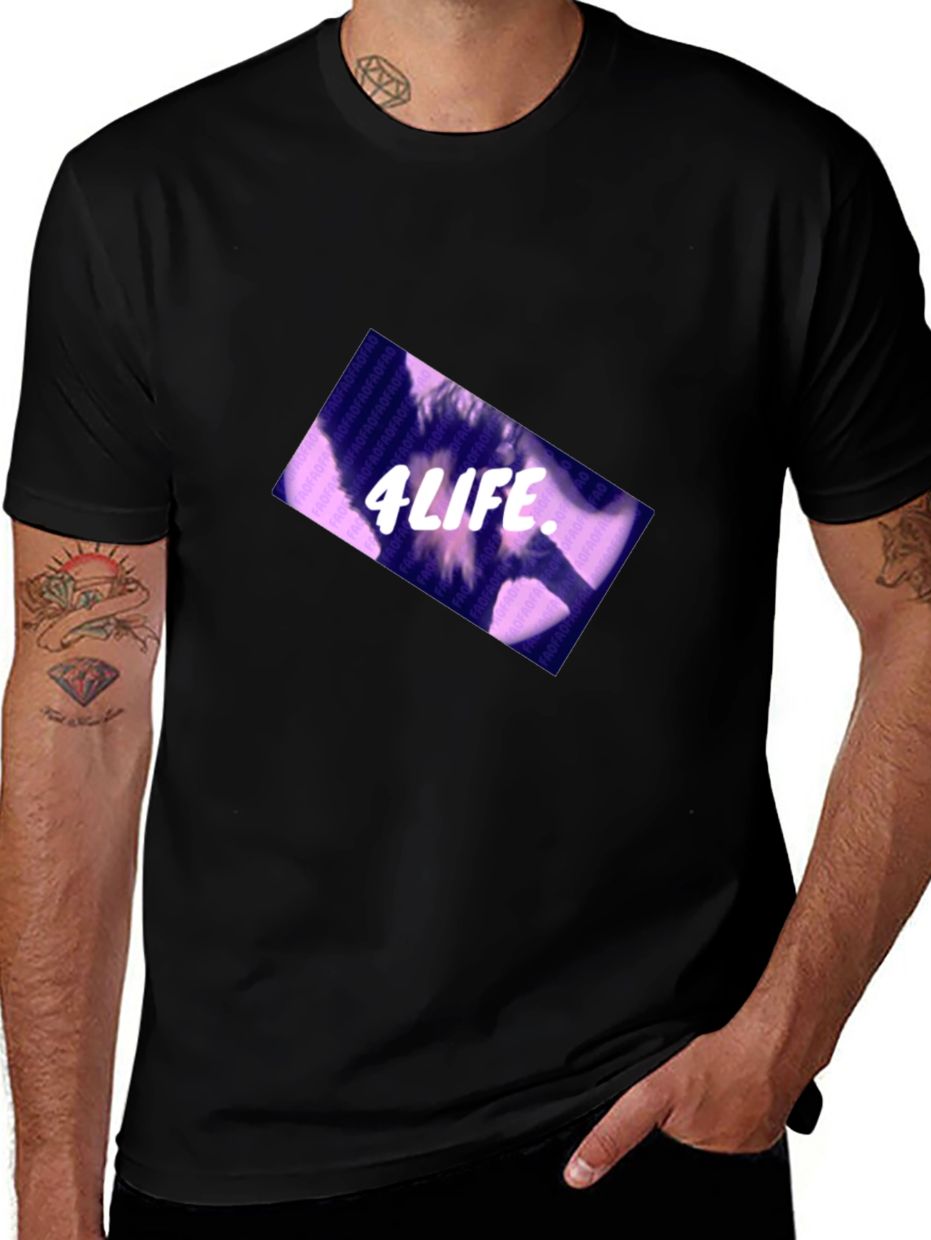 Variant 7 of Edgy "4LIFE" Graphic Black T-Shirt