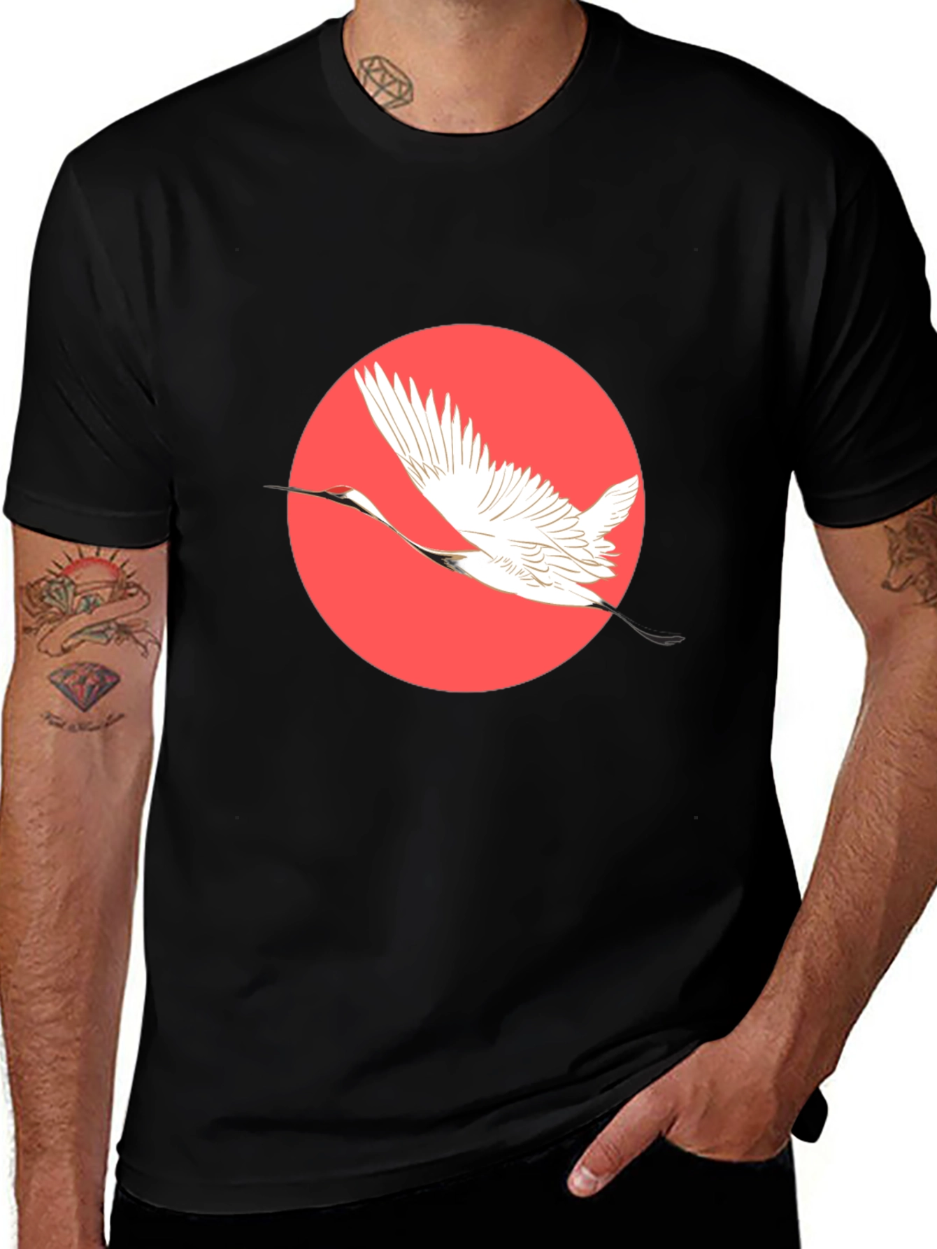 Crane Circle Graphic Tee - Short Sleeve Black T-Shirt